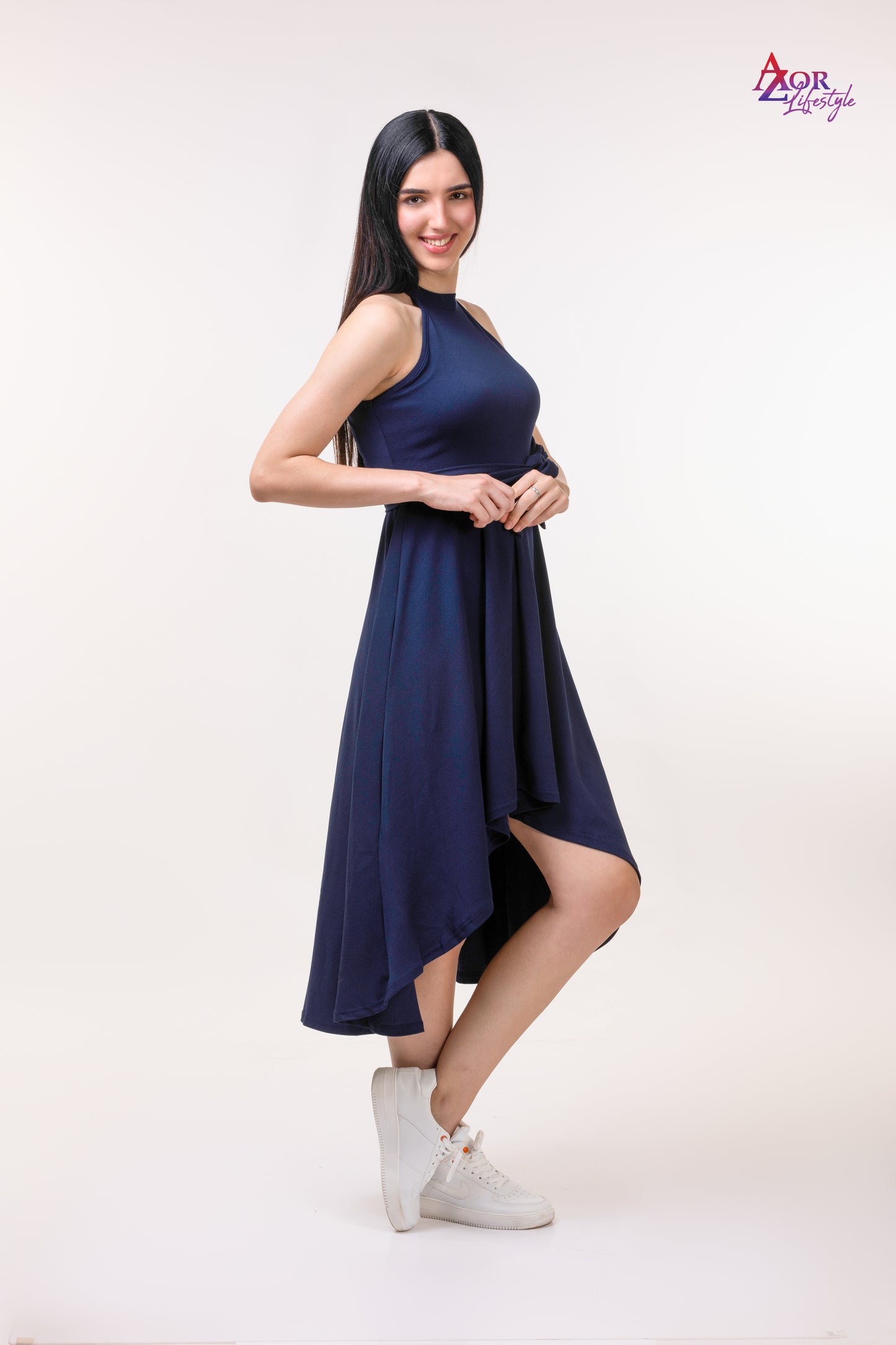 Women blue flared A-line dress