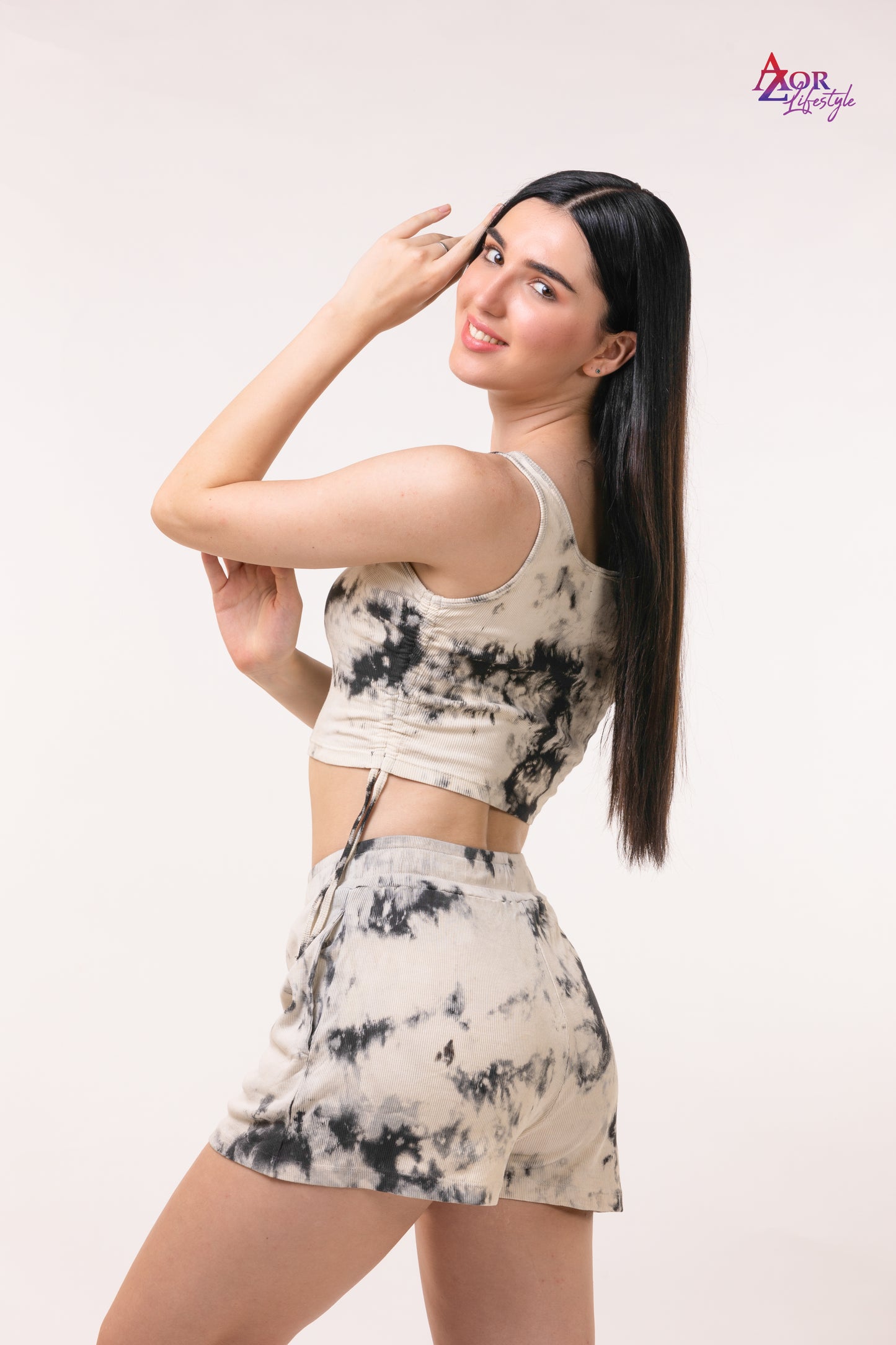 Women black and white printed co-ord set