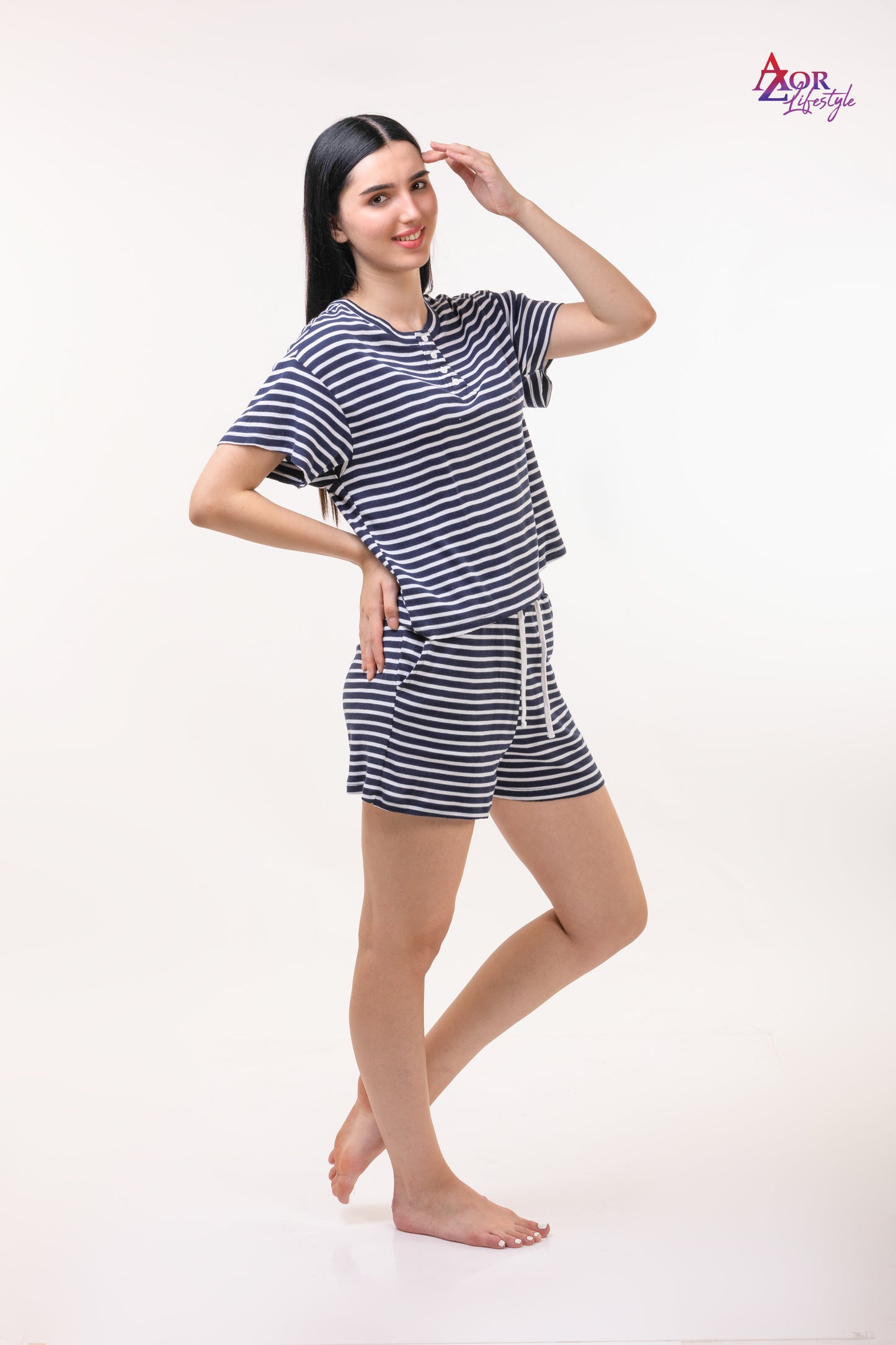 Women blue and white nightwear