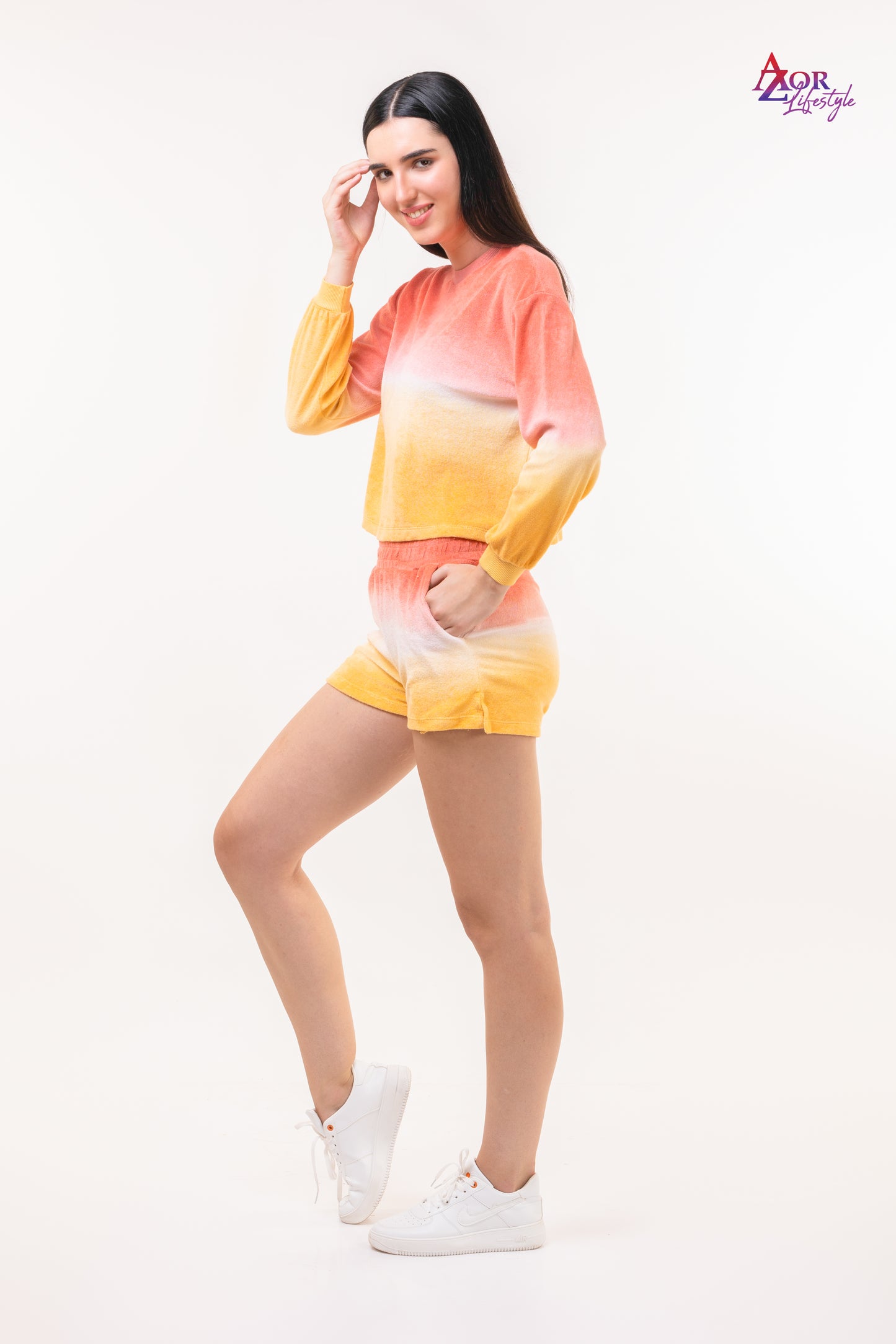 Women yellow and peach dip- dye co-ord set