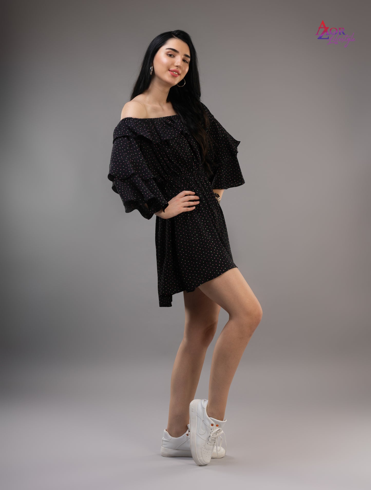 Women black off shoulder dress