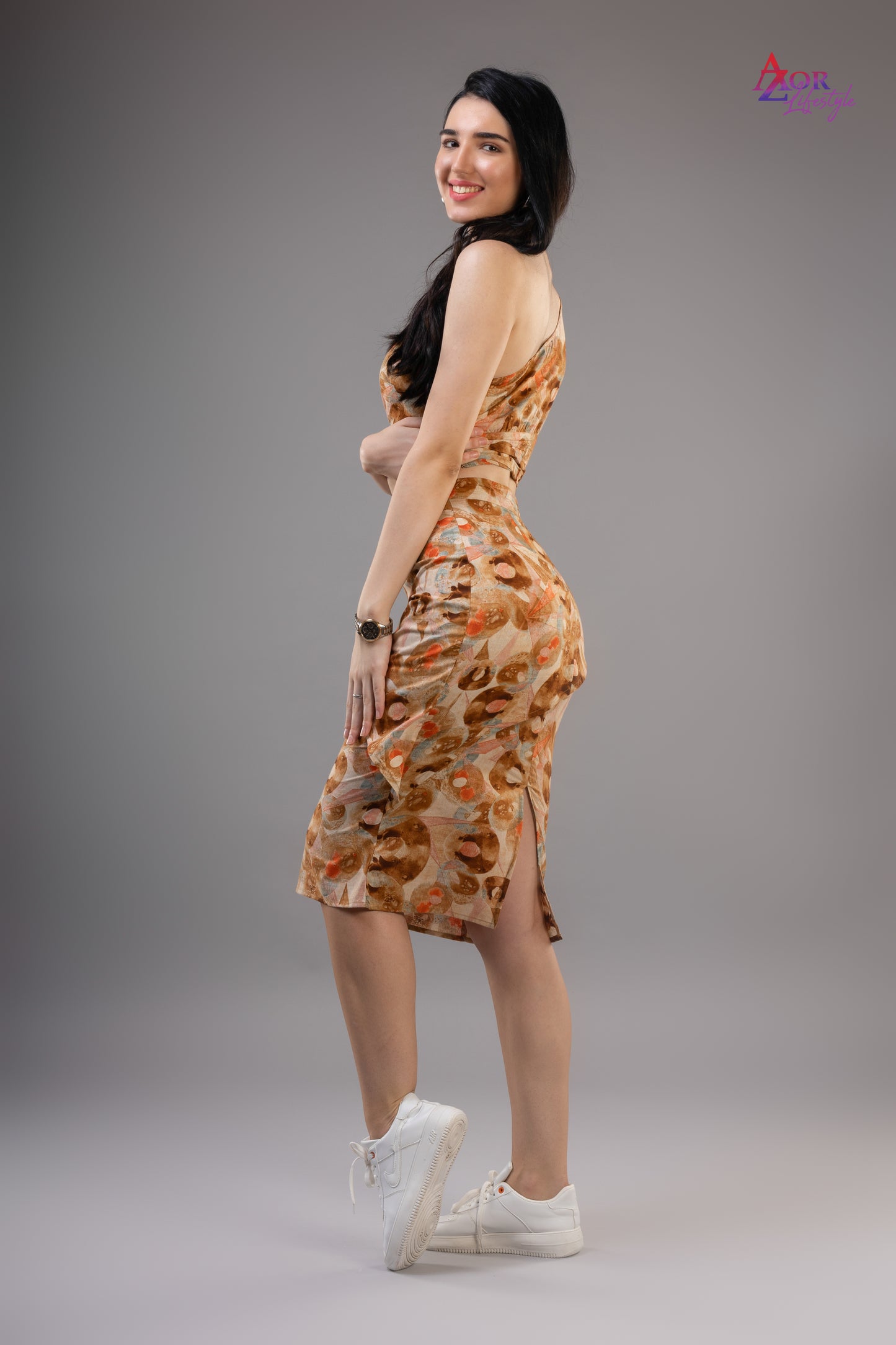 Women brown co-ord set dress