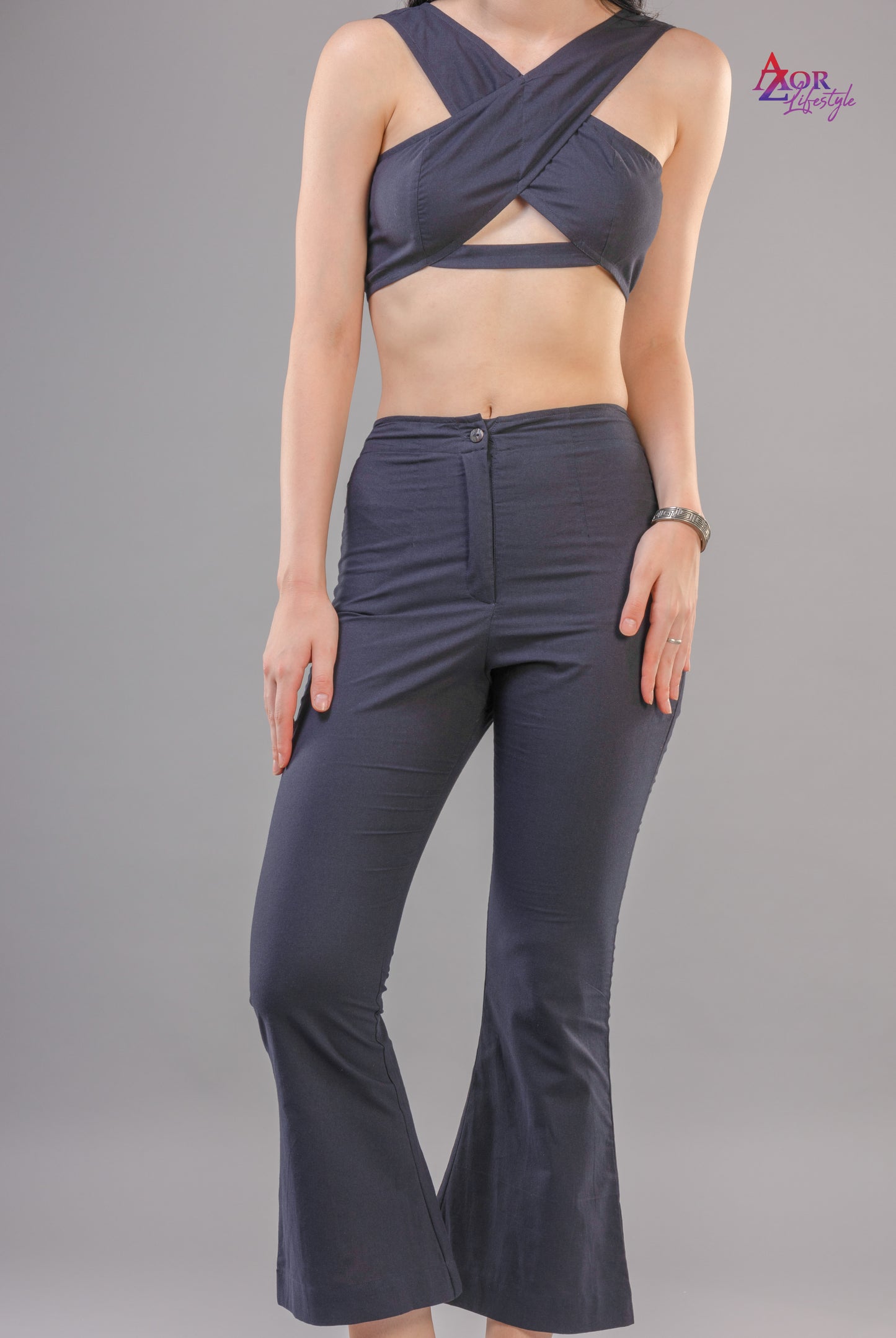 Women black cross front co-ord set