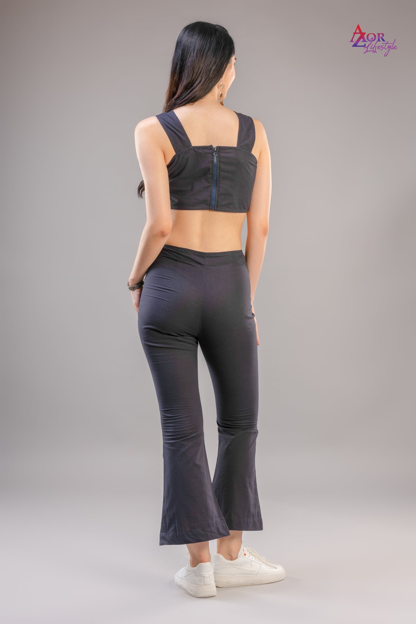 Women black cross front co-ord set