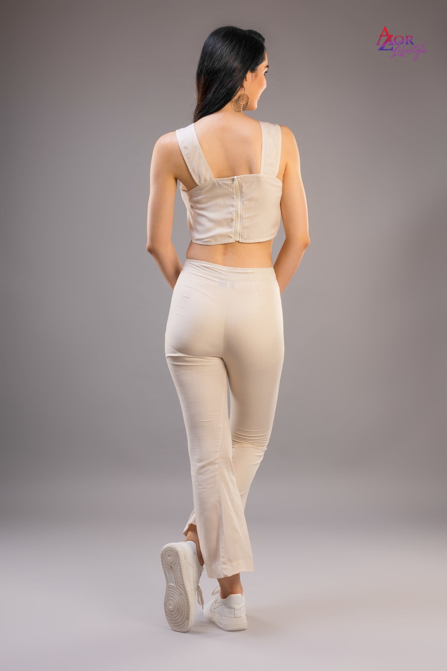 Women white/ivory cross front co-ord set