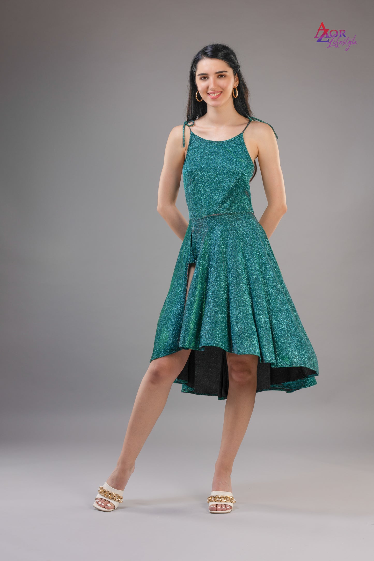 Women green partywear dress