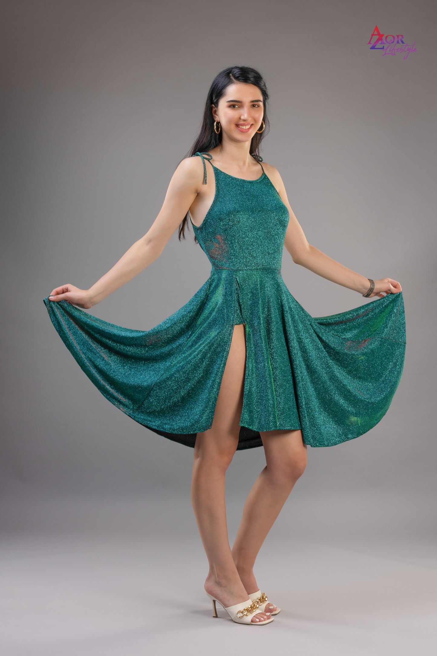 Women green partywear dress