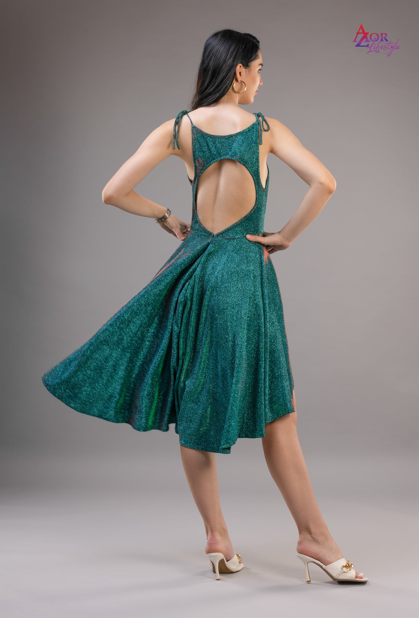 Women green partywear dress