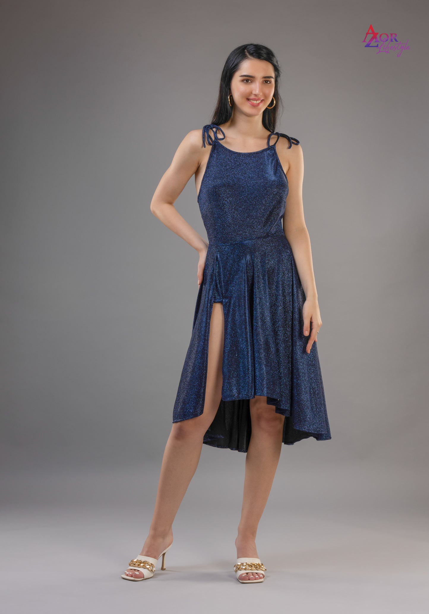 Women blue partywear dress