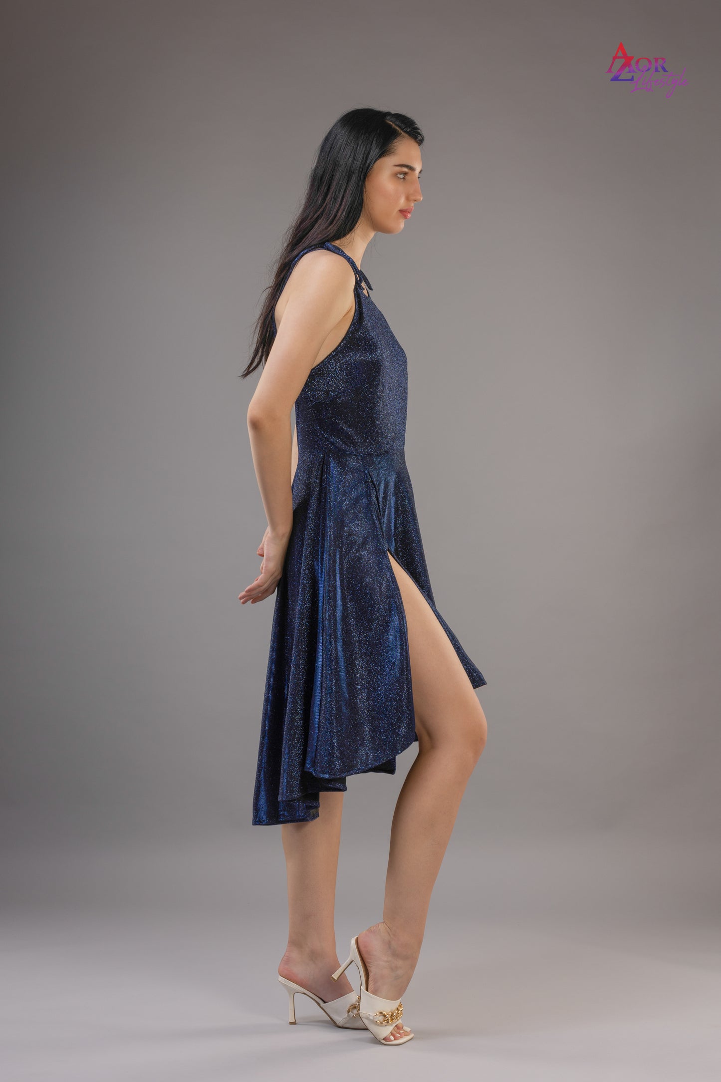 Women blue partywear dress