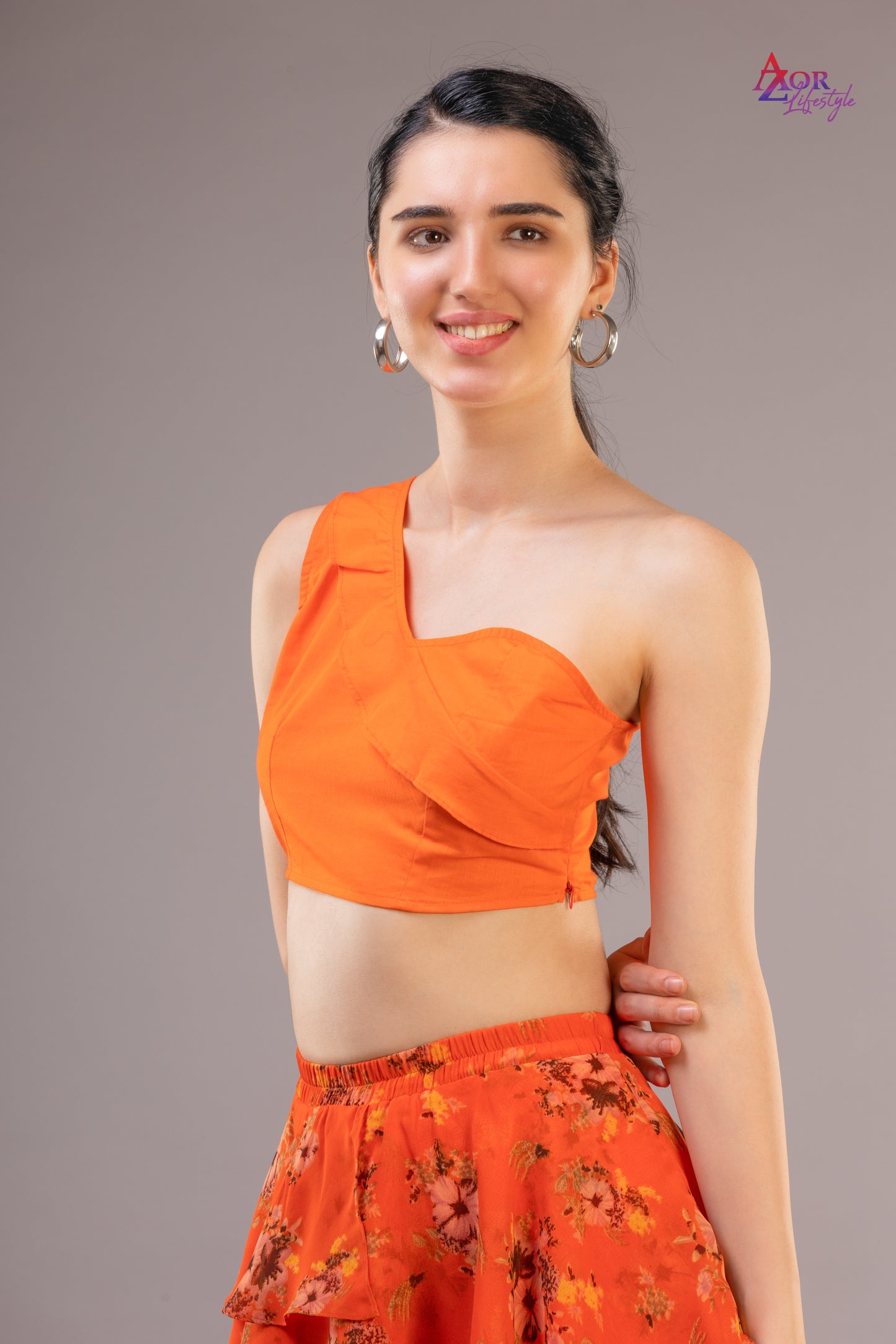 Women orange crop top