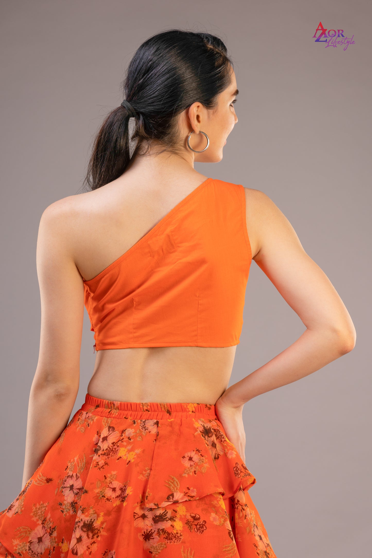 Women orange crop top