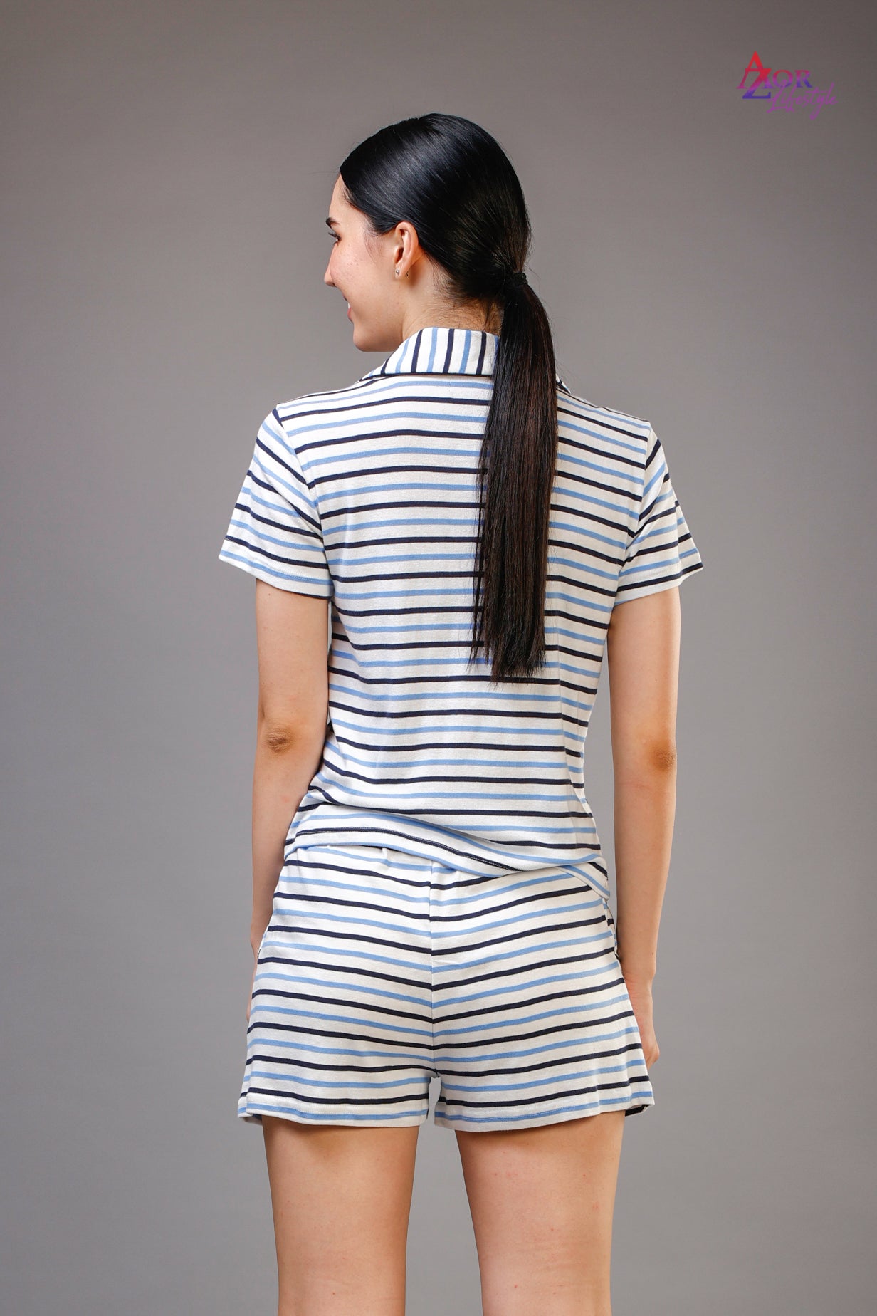 Women white and blue night suit