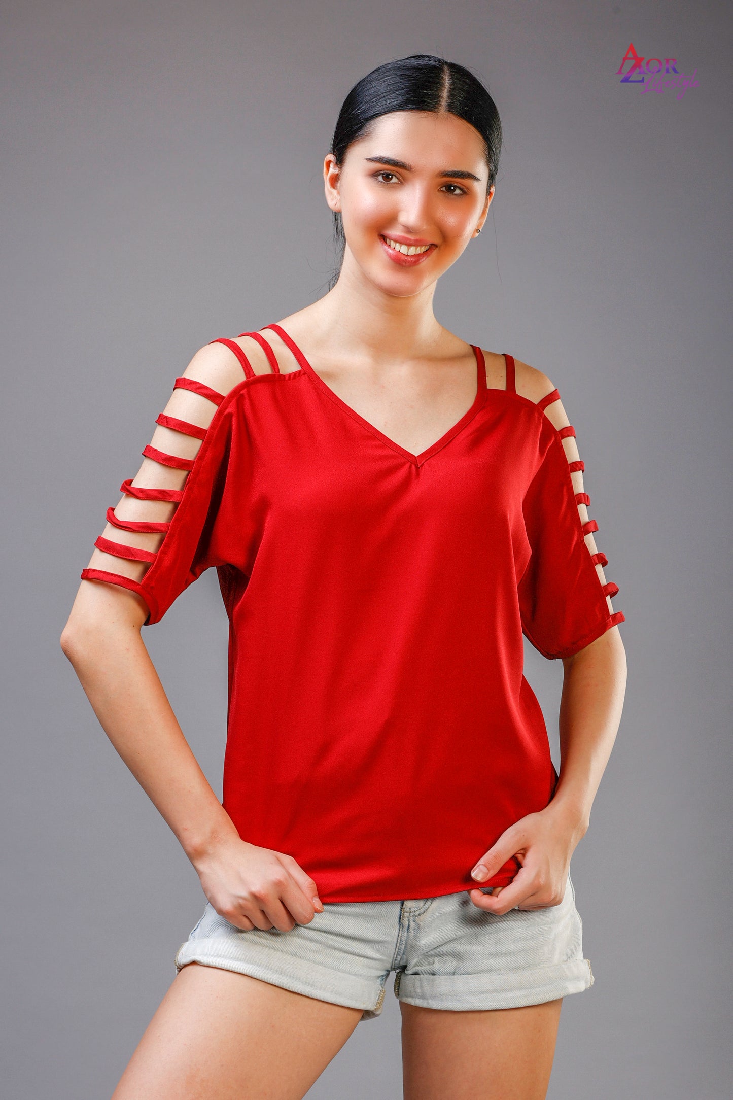 Women red top