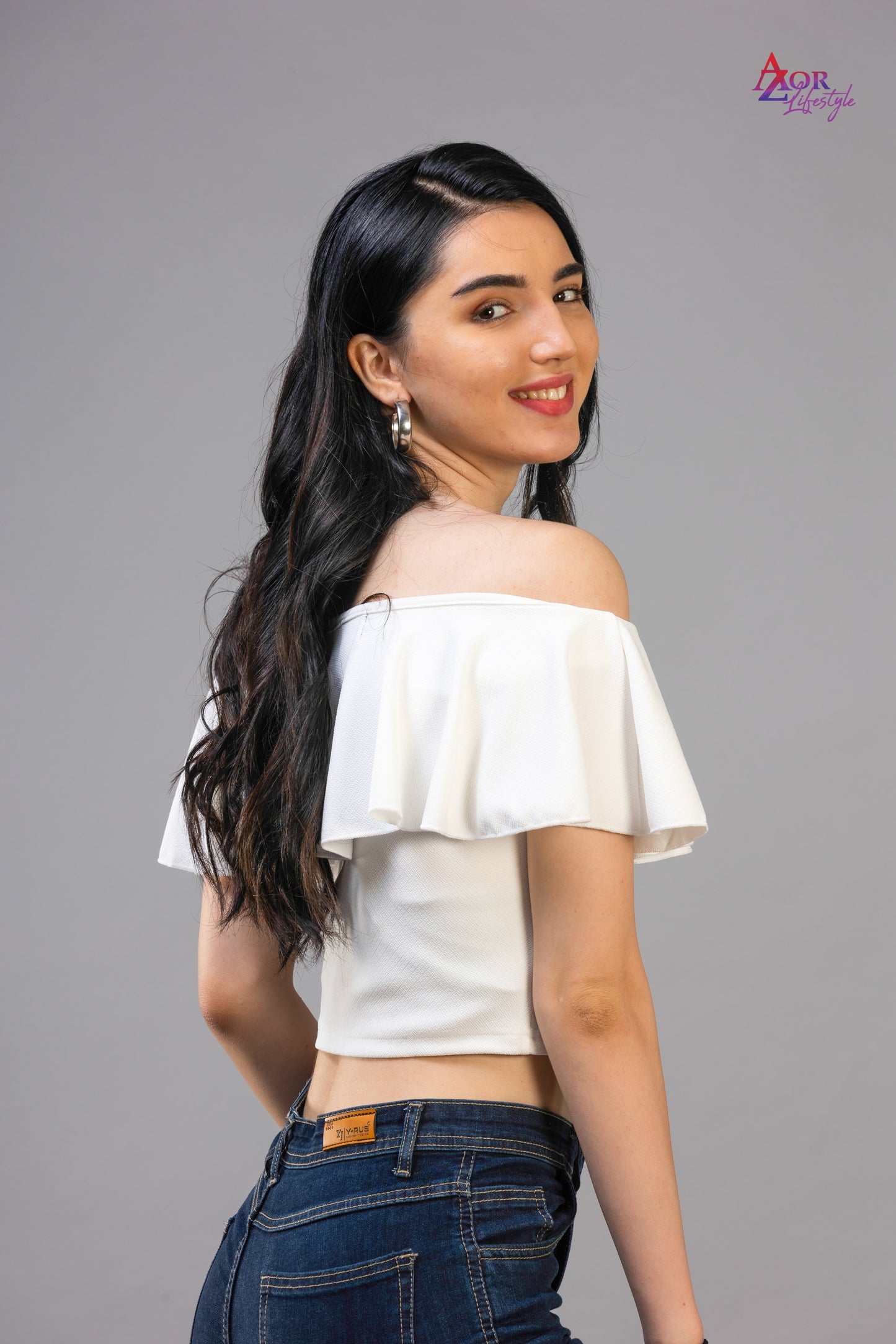 Women white off-shoulder crop-top
