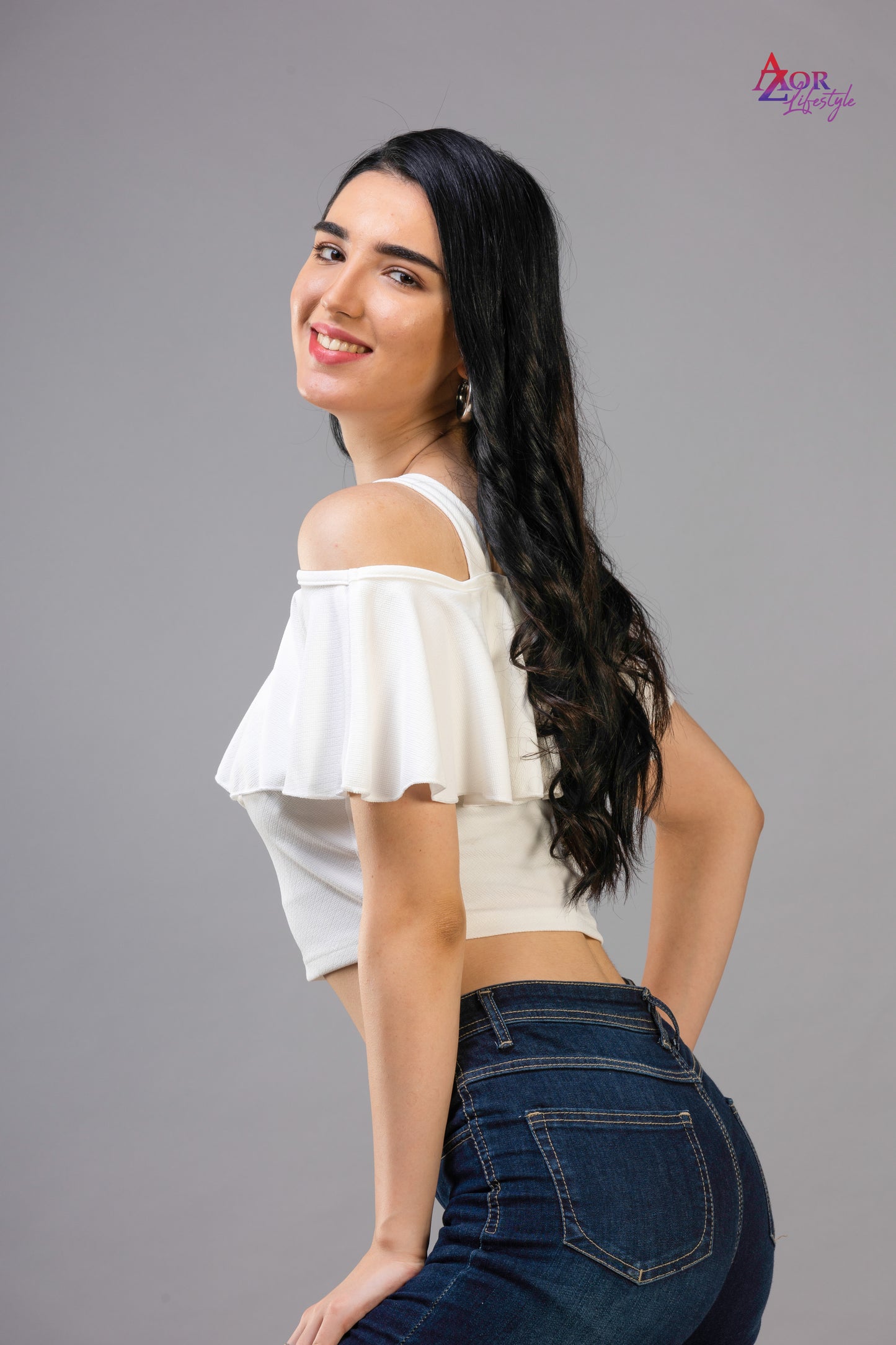 Women white off-shoulder crop-top