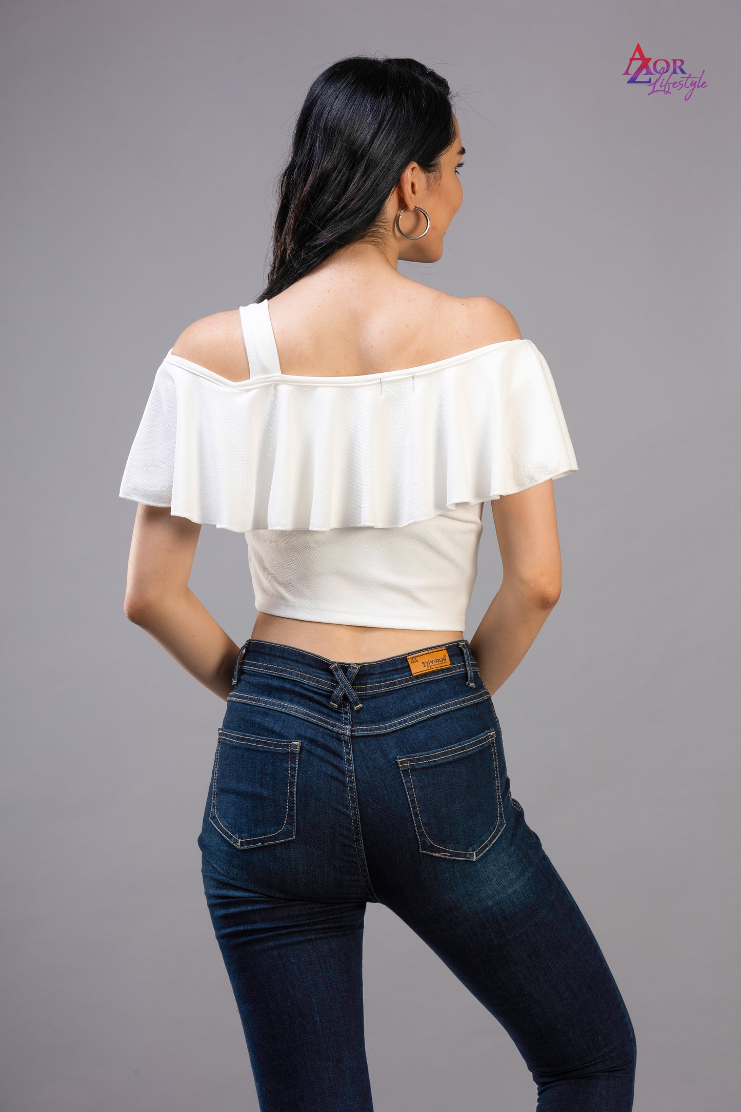 Women white off-shoulder crop-top