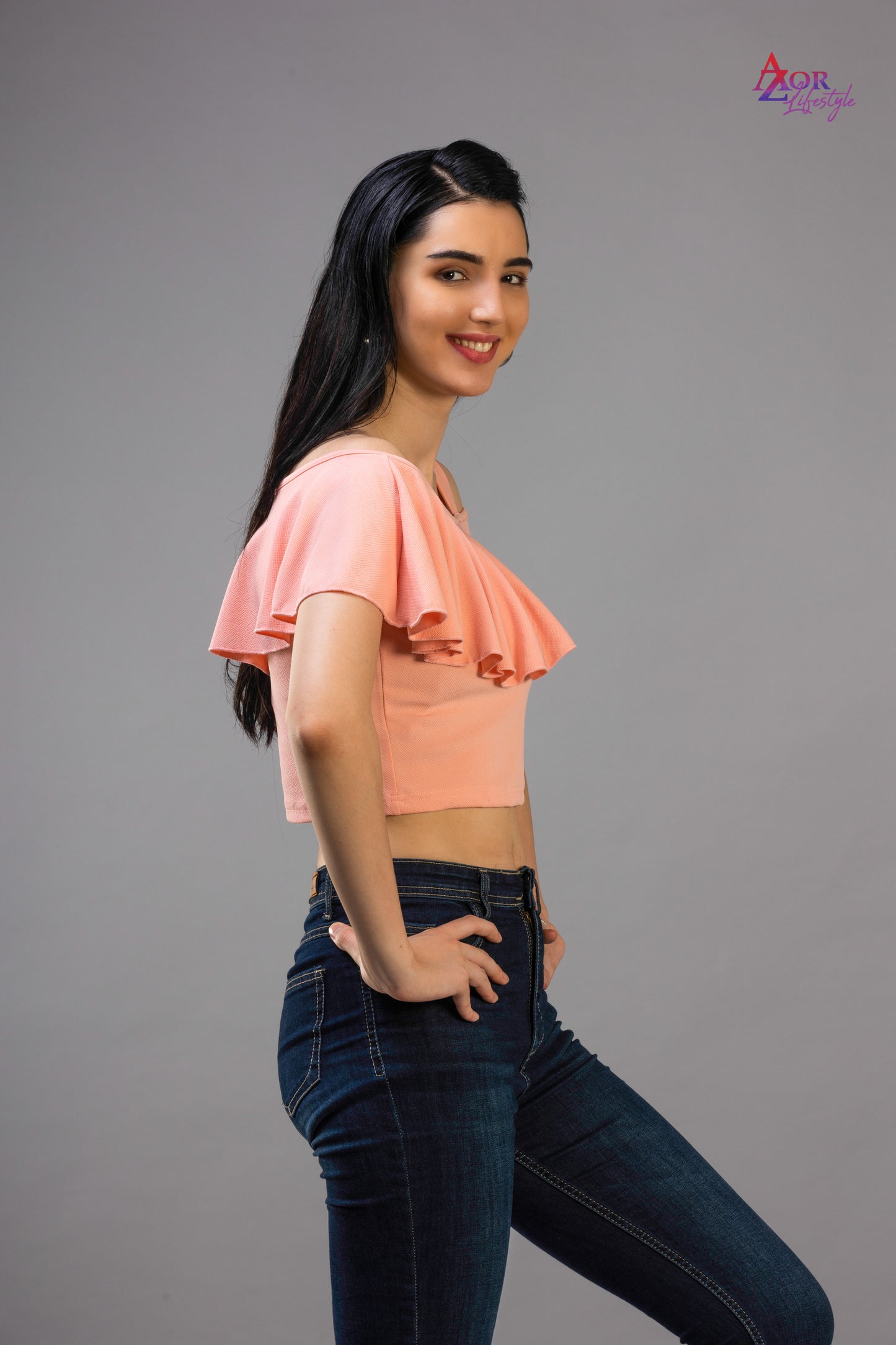 Women pink off-shoulder crop-top