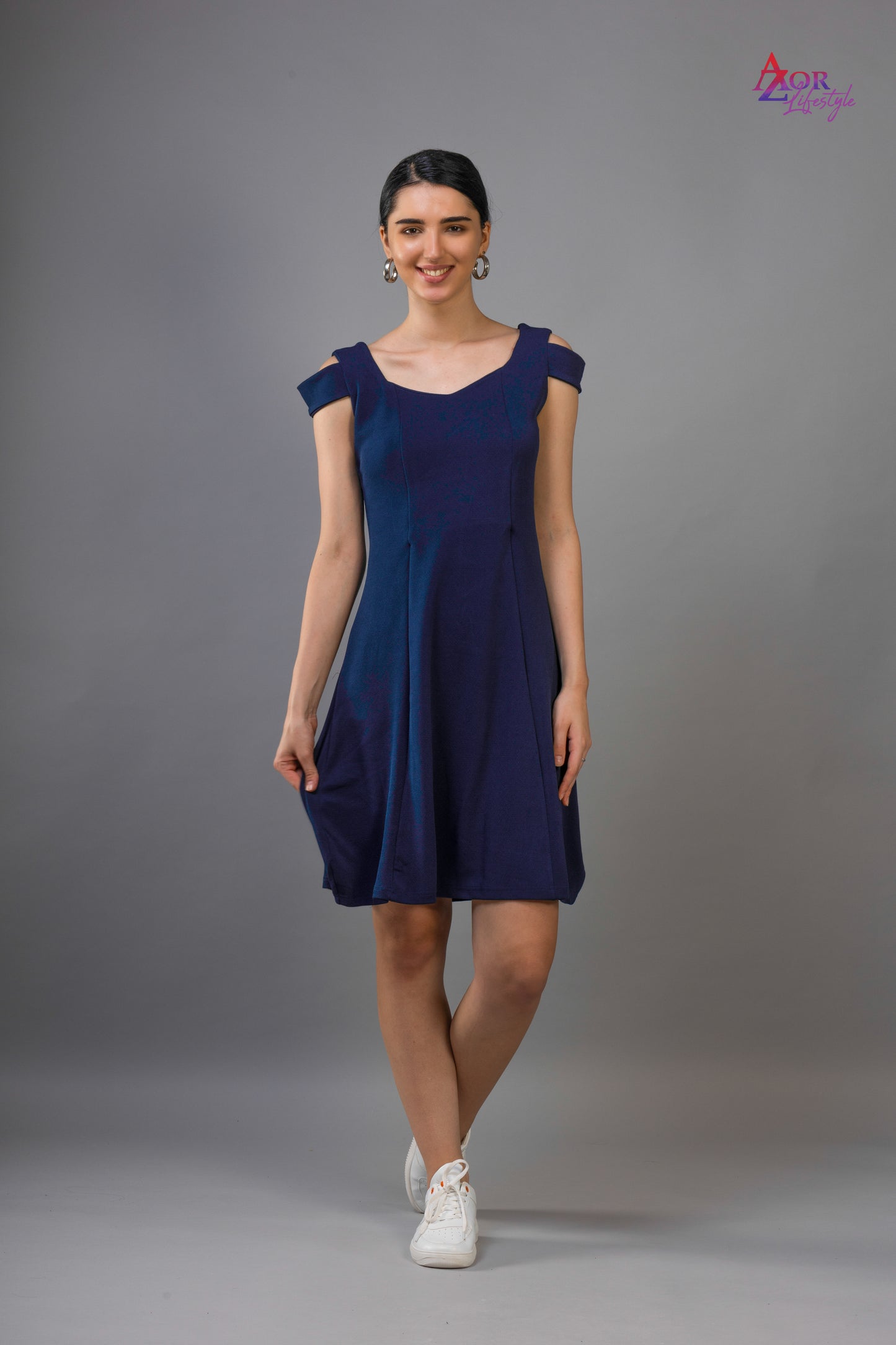 Women blue A-line dress
