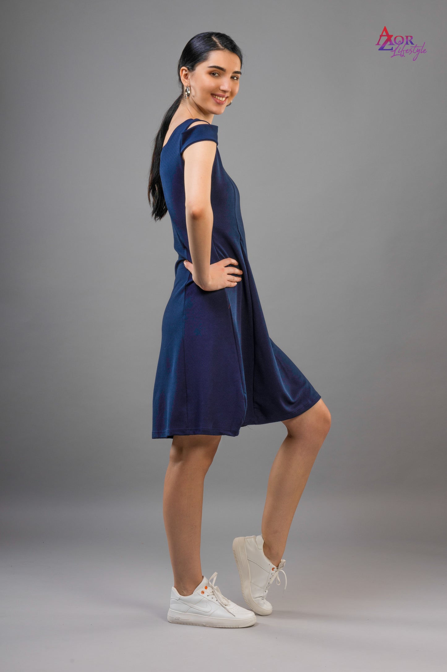 Women blue A-line dress