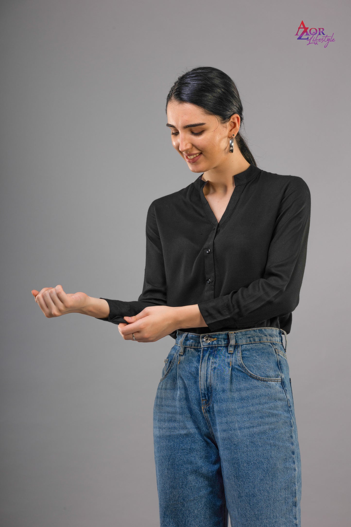 Women black full shirt