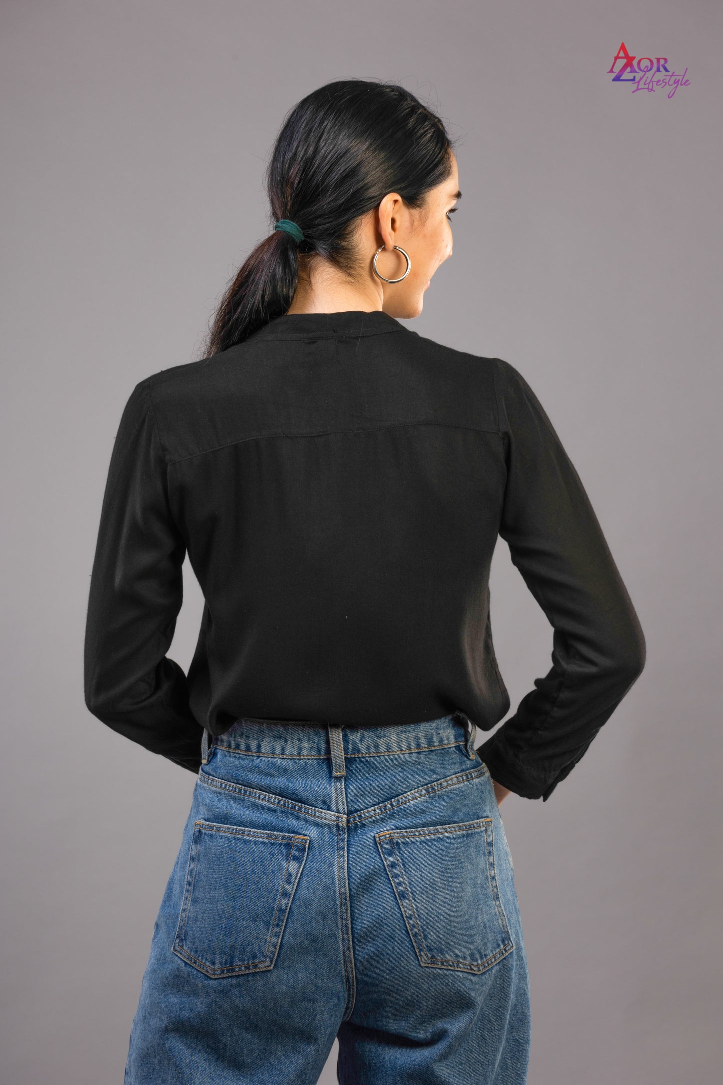 Women black full shirt