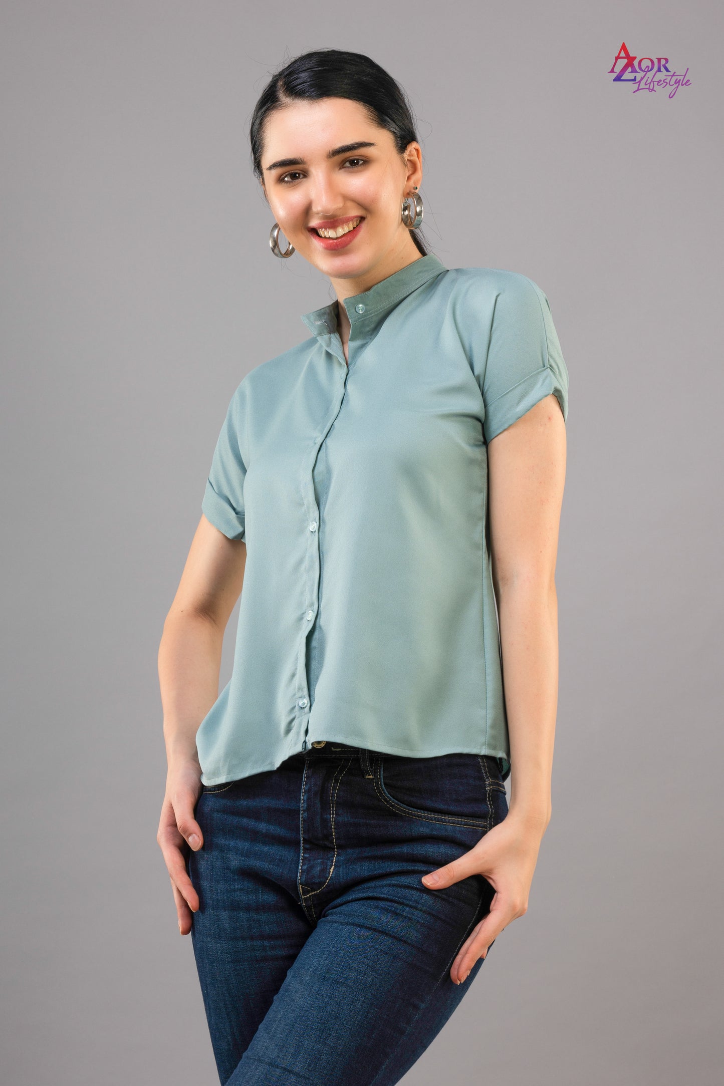 Women turquoise blue shirt