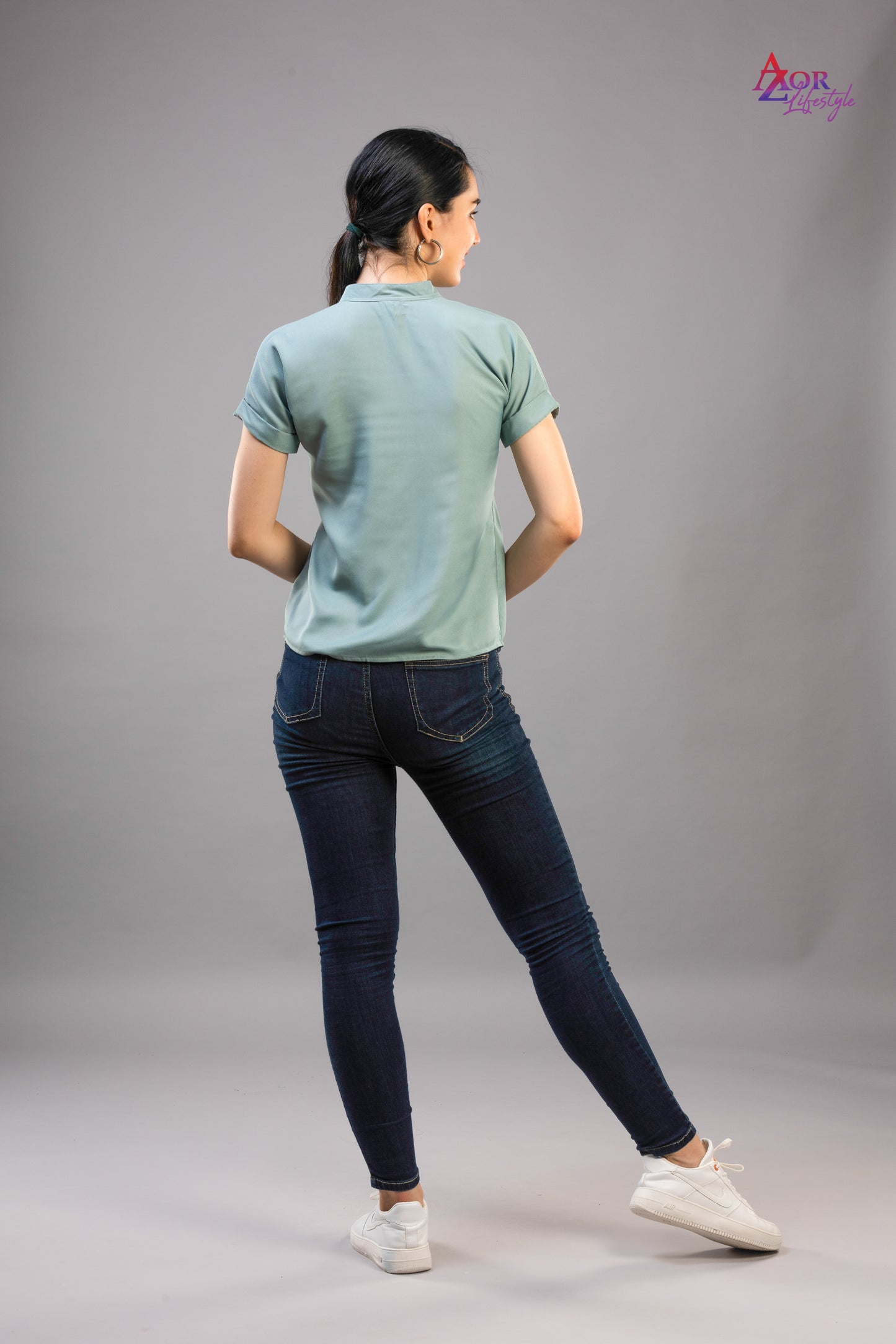 Women turquoise blue shirt