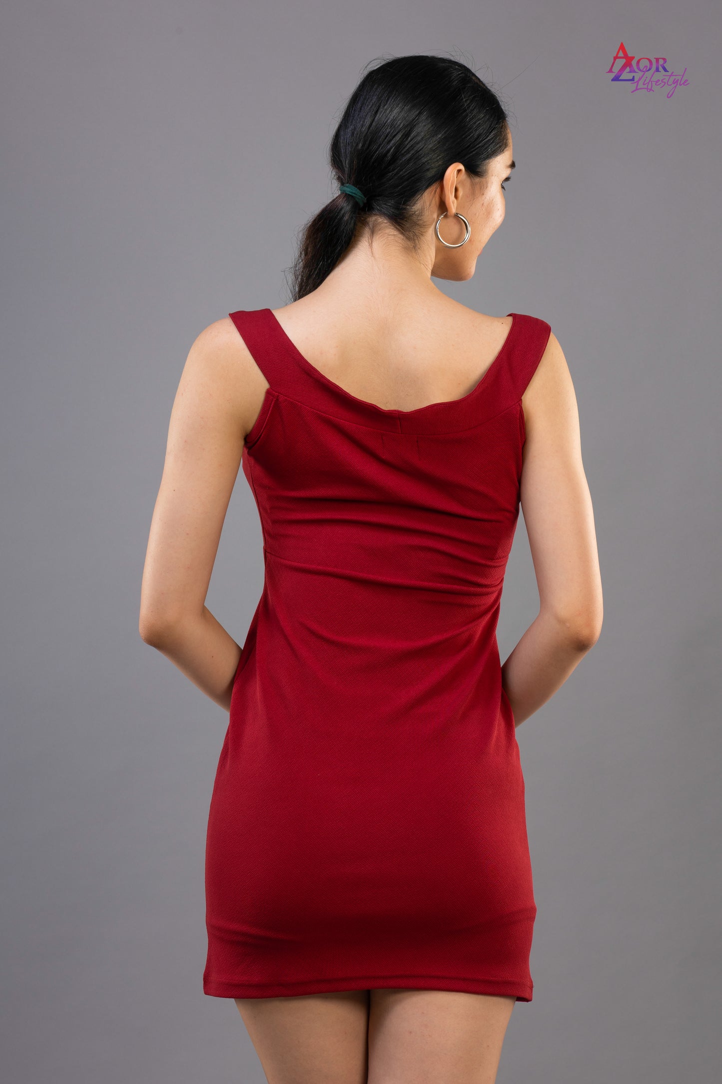 Women maroon bodycon dress