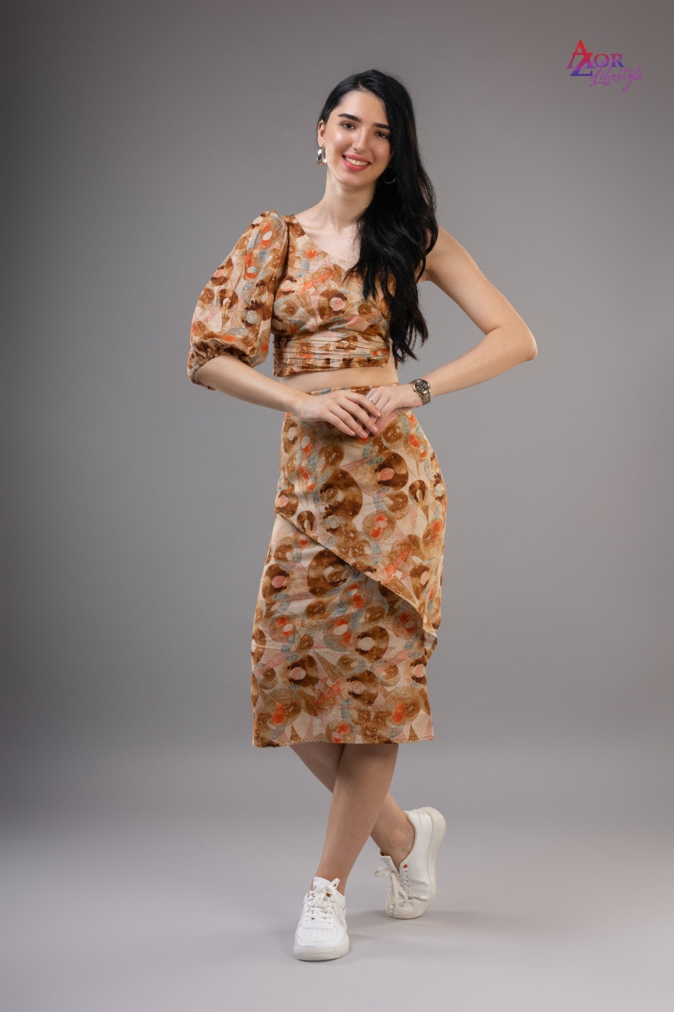 Women brown co-ord set dress
