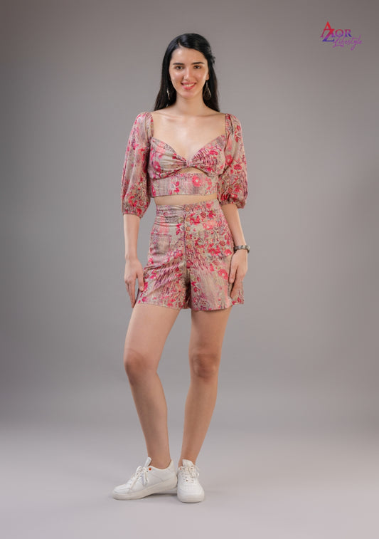 Women pink grey co-ord set dress