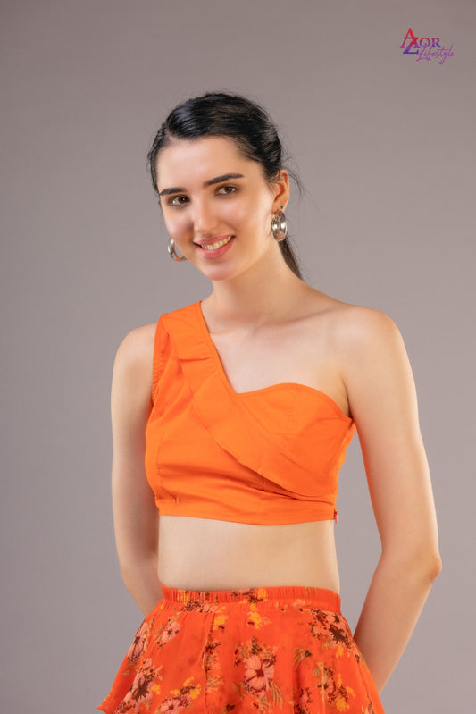 Women orange crop top