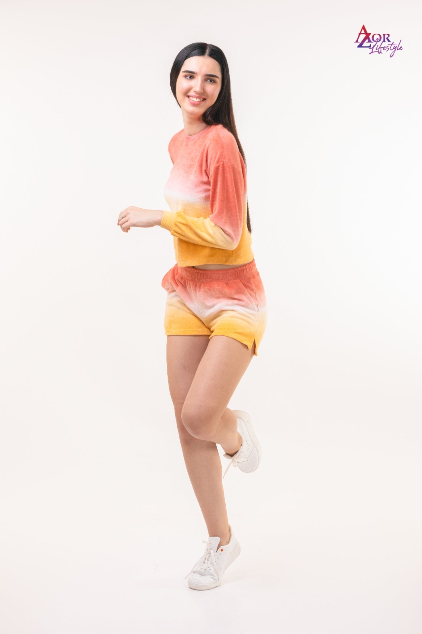 Women yellow and peach dip- dye co-ord set