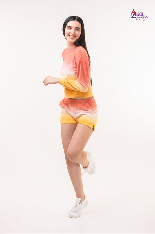 Women yellow and peach  dip- dye co-ord set