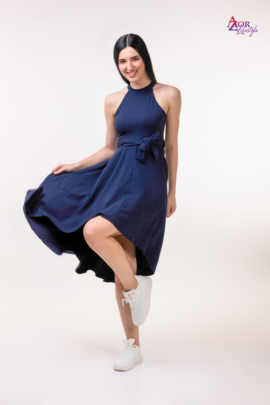 Women blue flared A-line dress