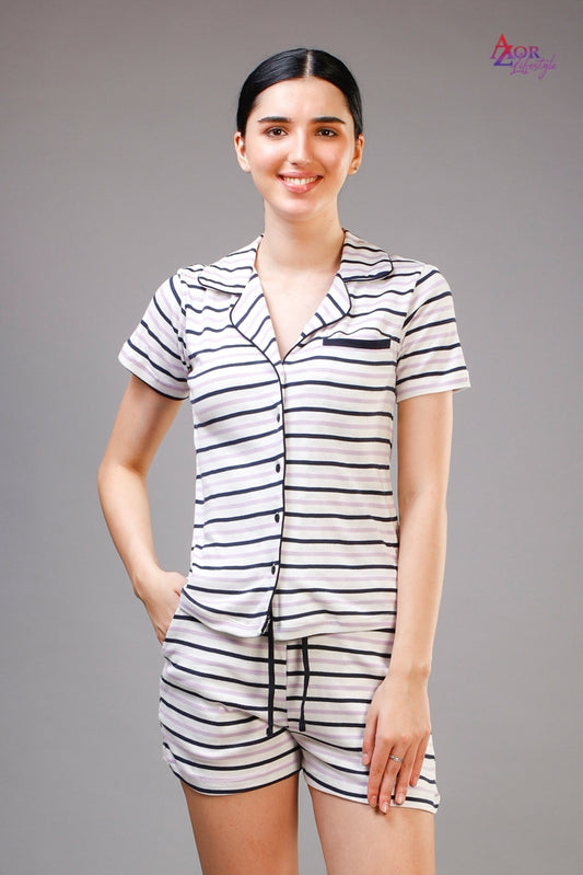 Women white and pink night suit