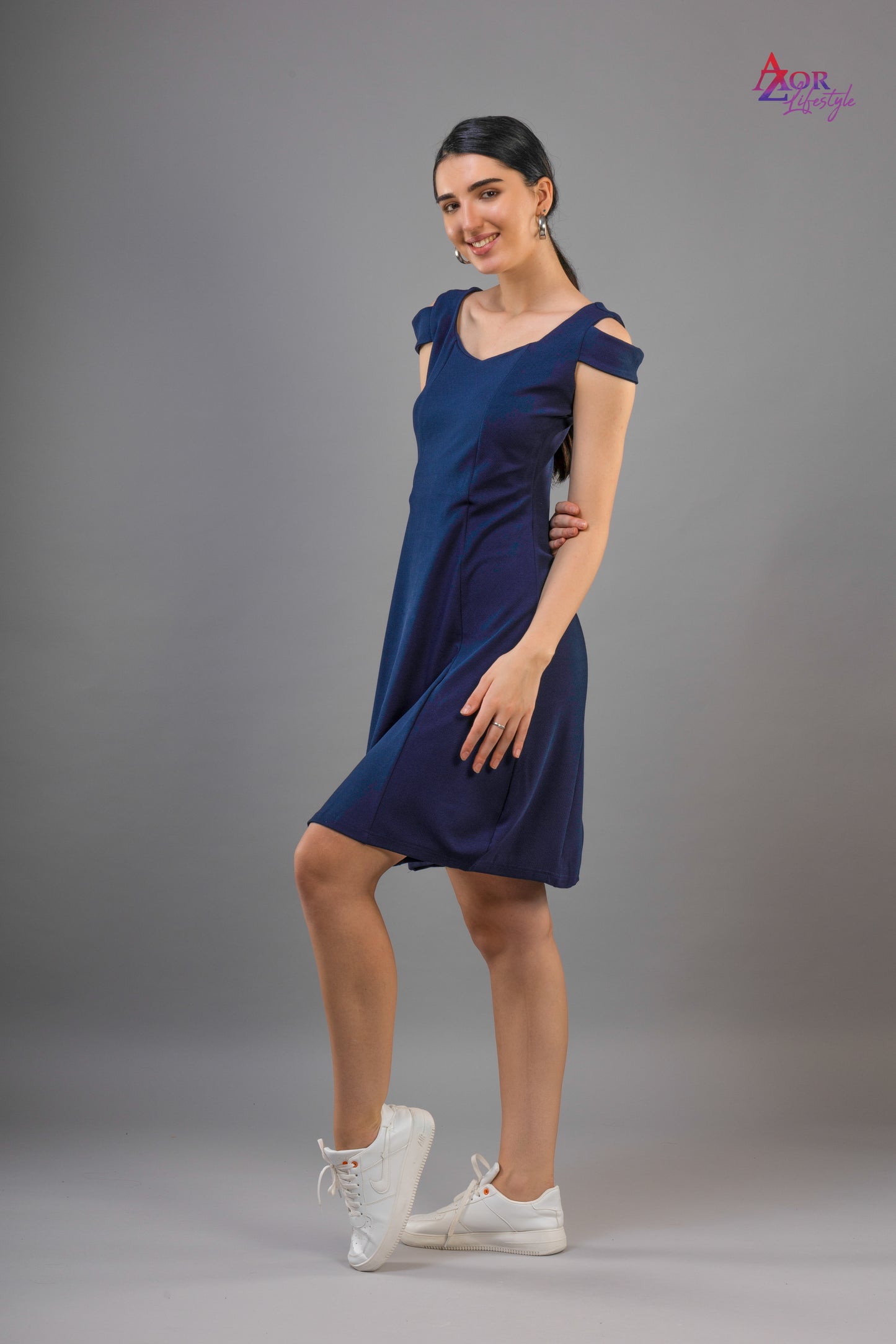Women blue A-line dress