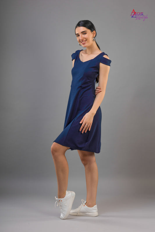Women blue A-line dress