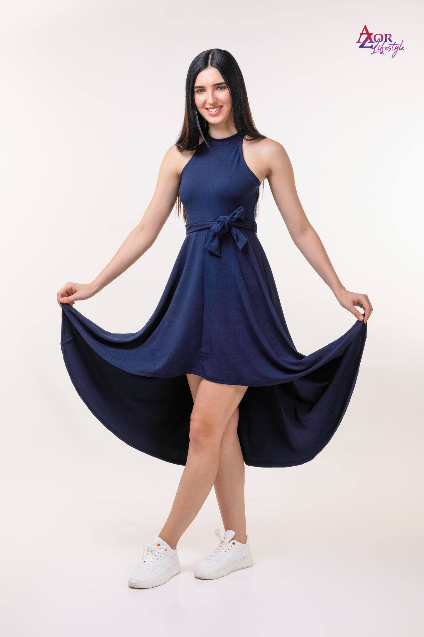 Women blue flared A-line dress