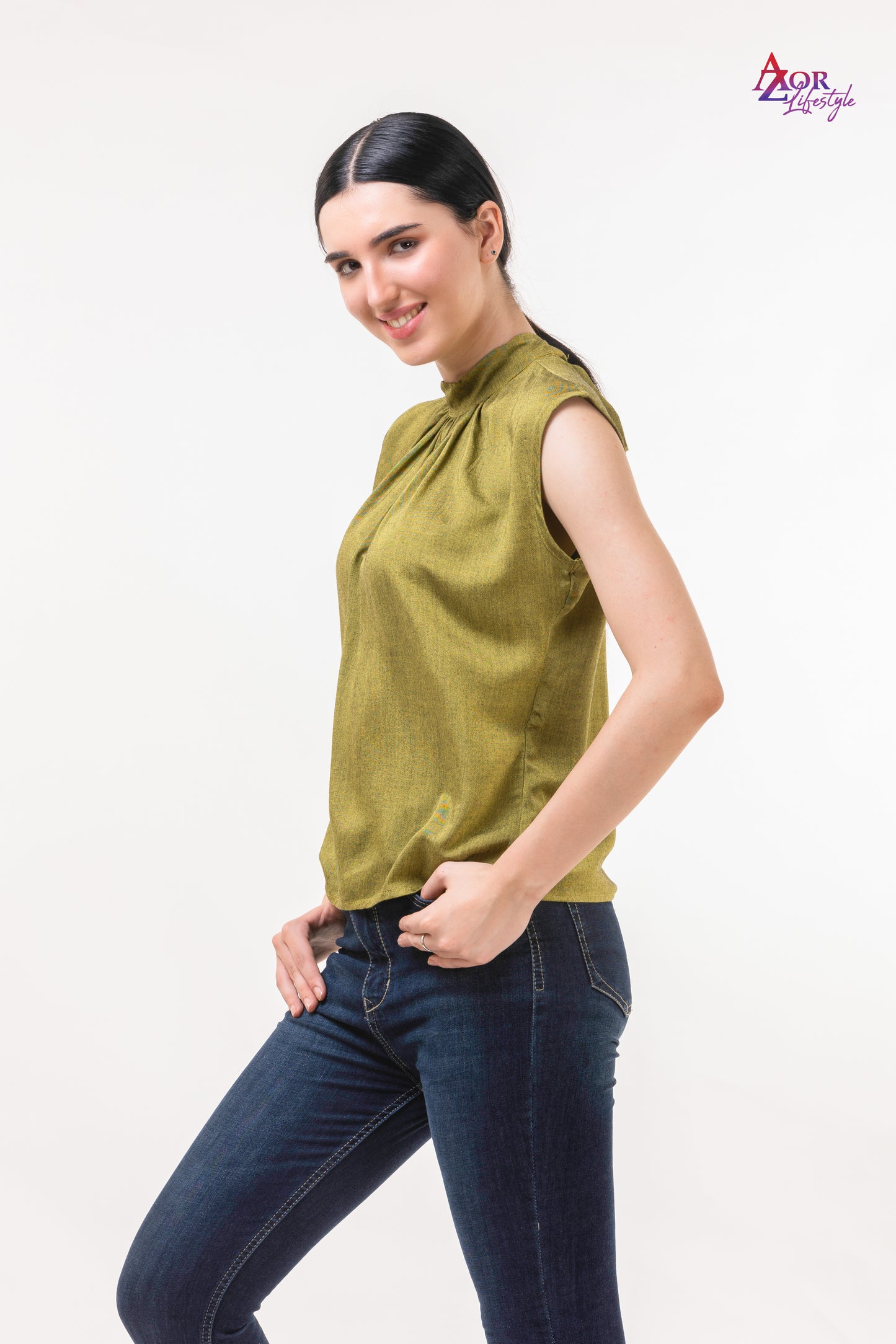 Women army green top