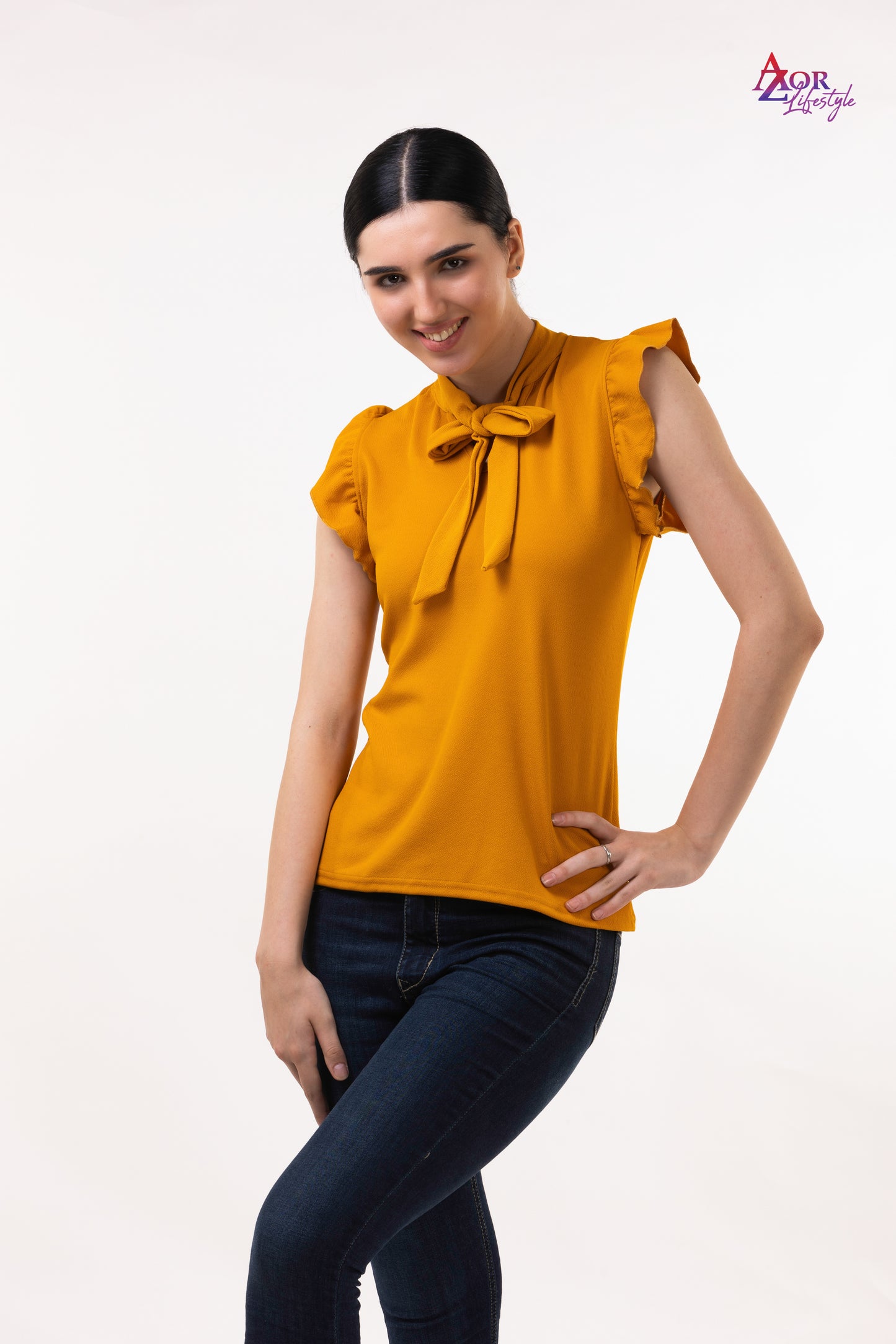 Women mustard yellow top