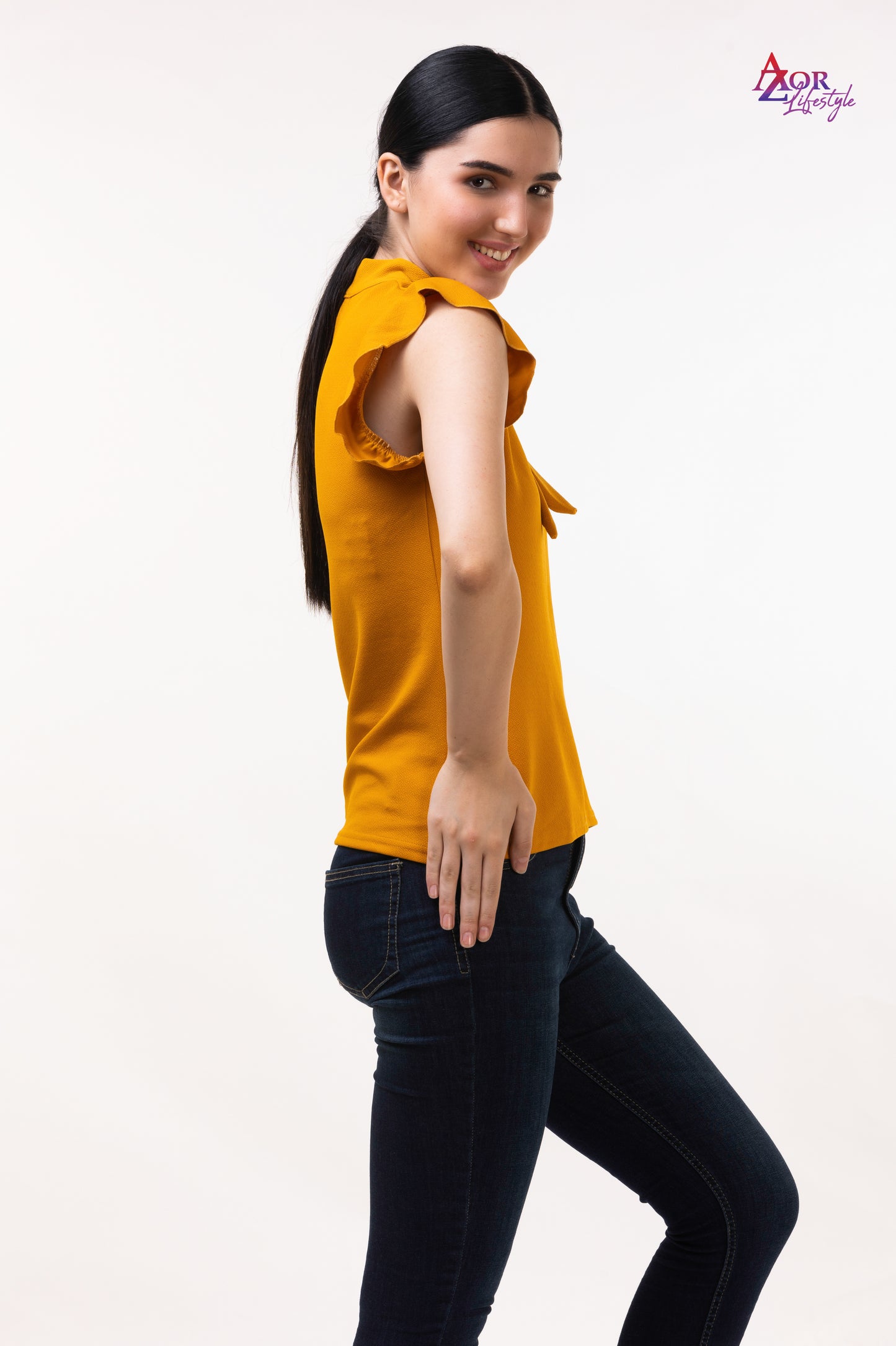 Women mustard yellow top