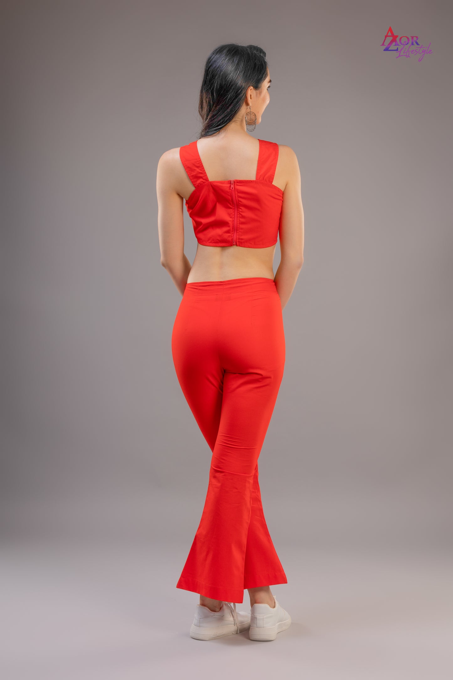 Women red cross front co-ord set