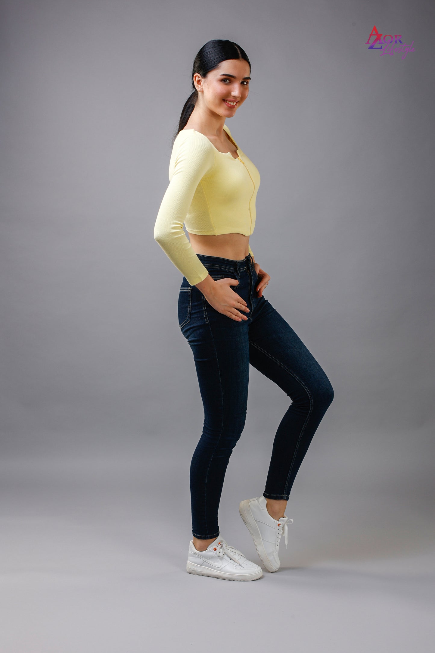 Women yellow crop-top