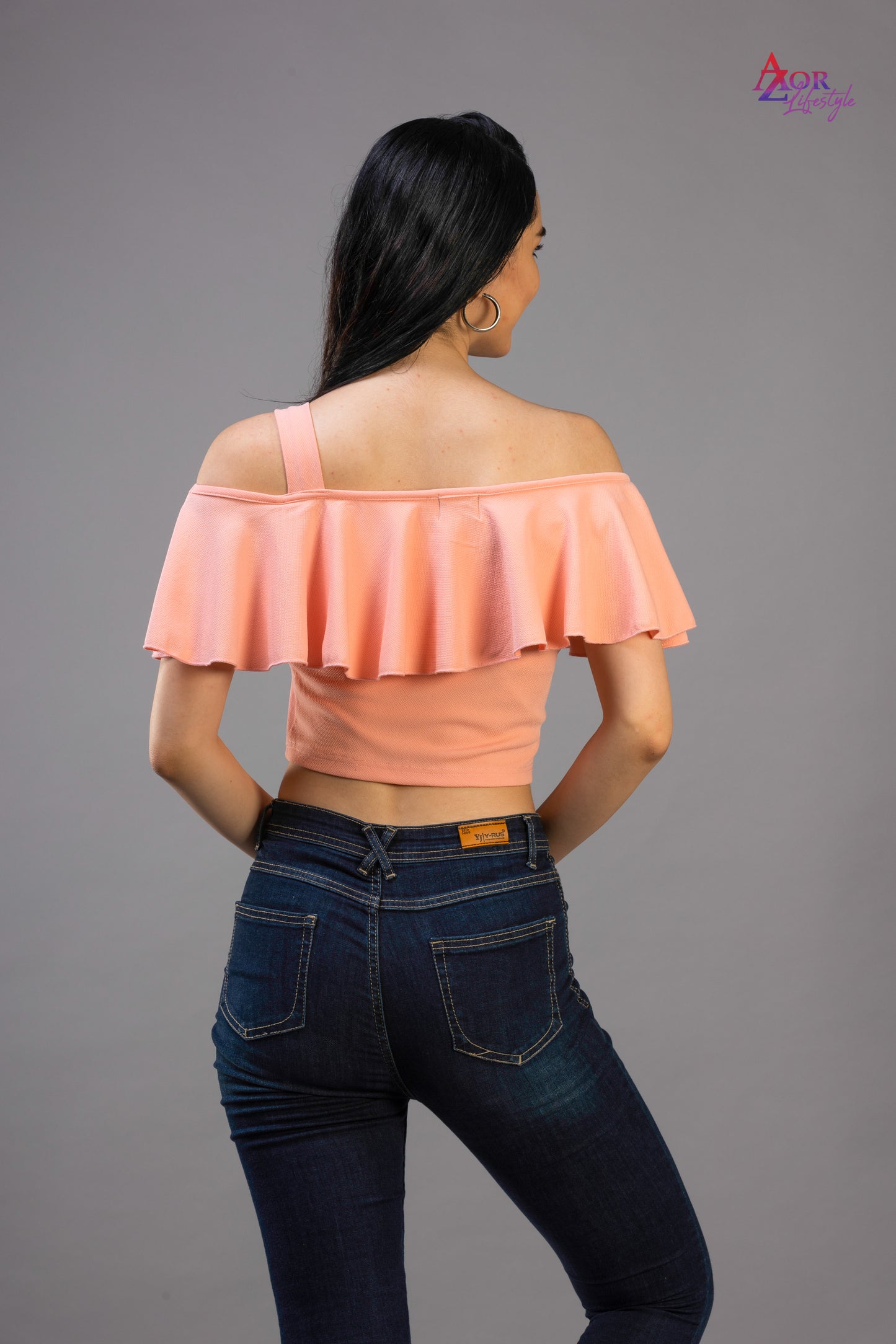 Women pink off-shoulder crop-top