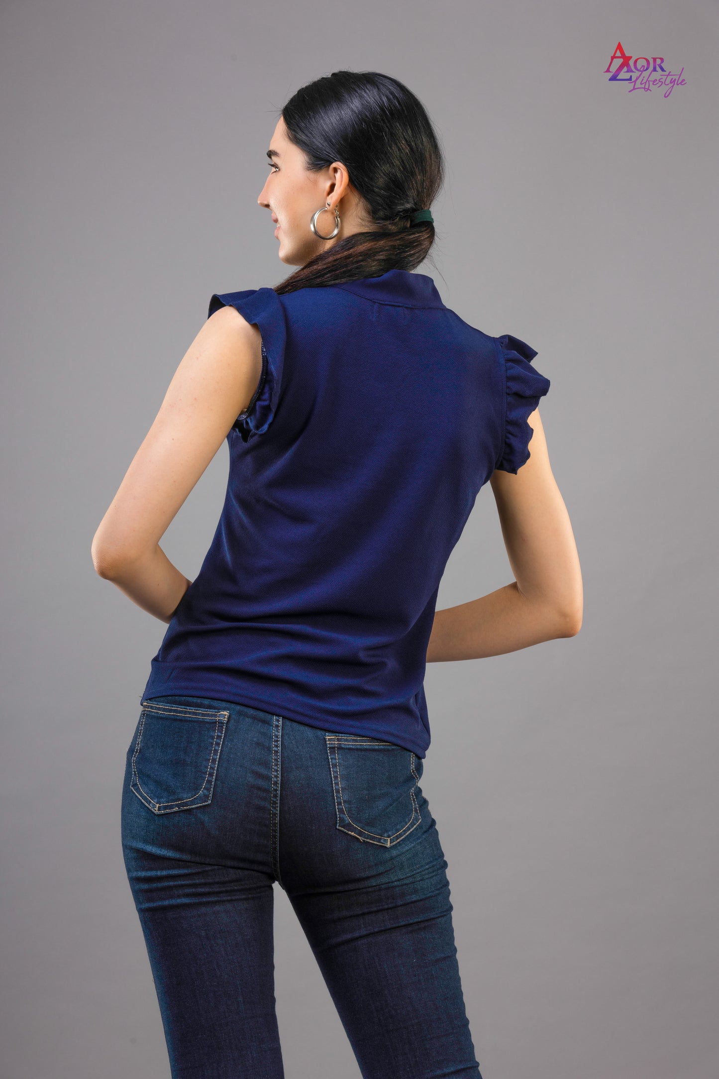 Women blue top