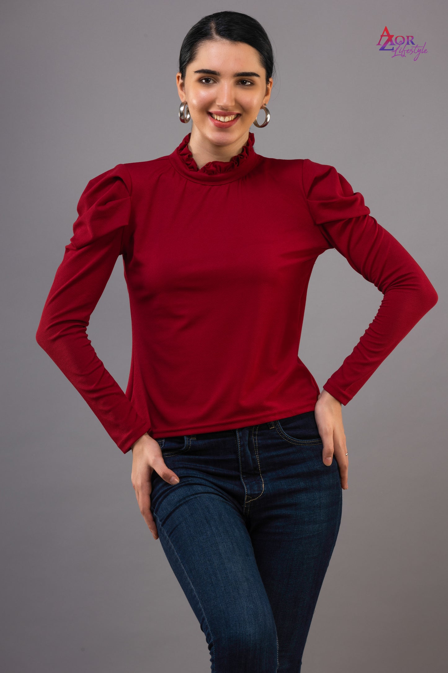 Women maroon full sleeve top