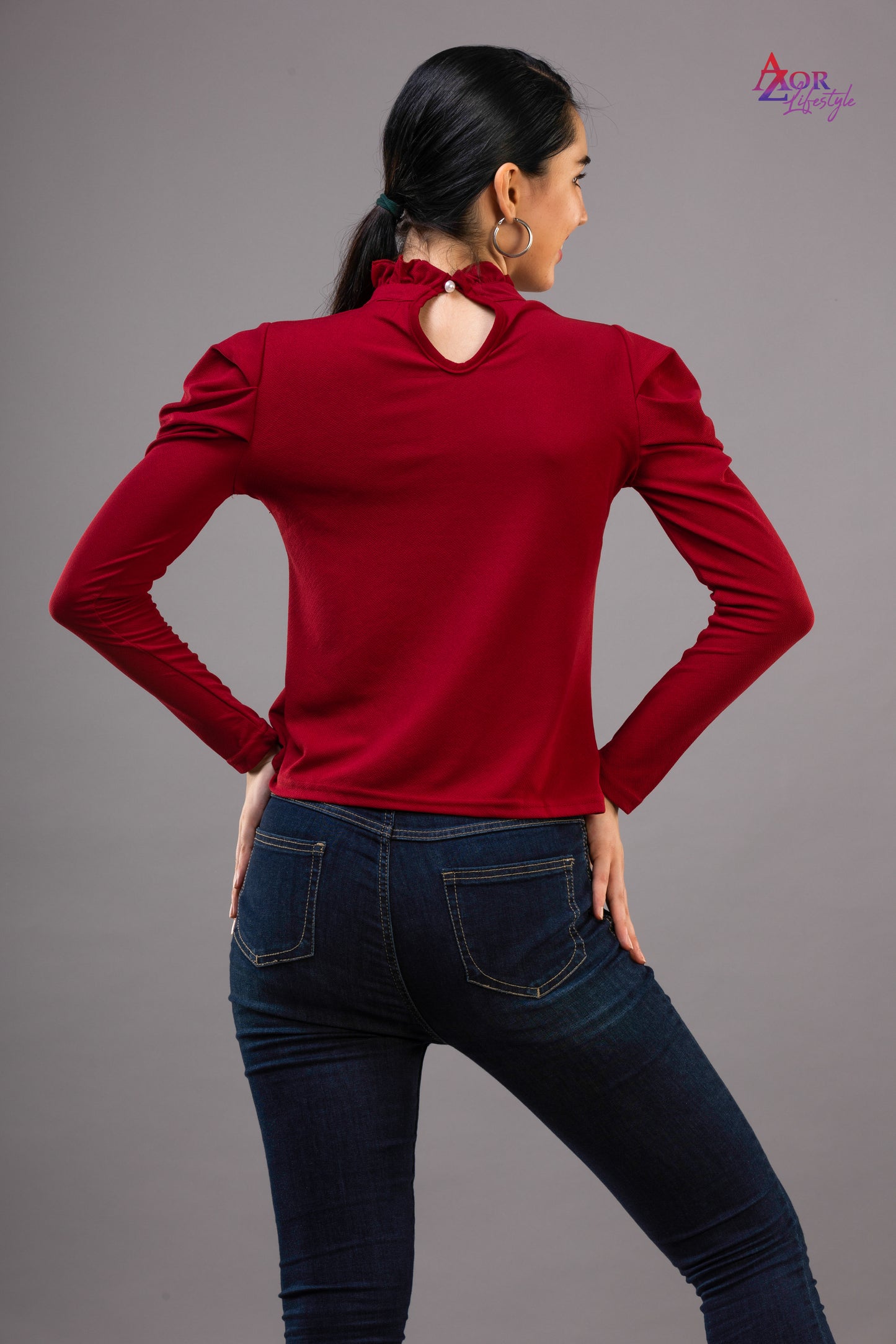 Women maroon full sleeve top