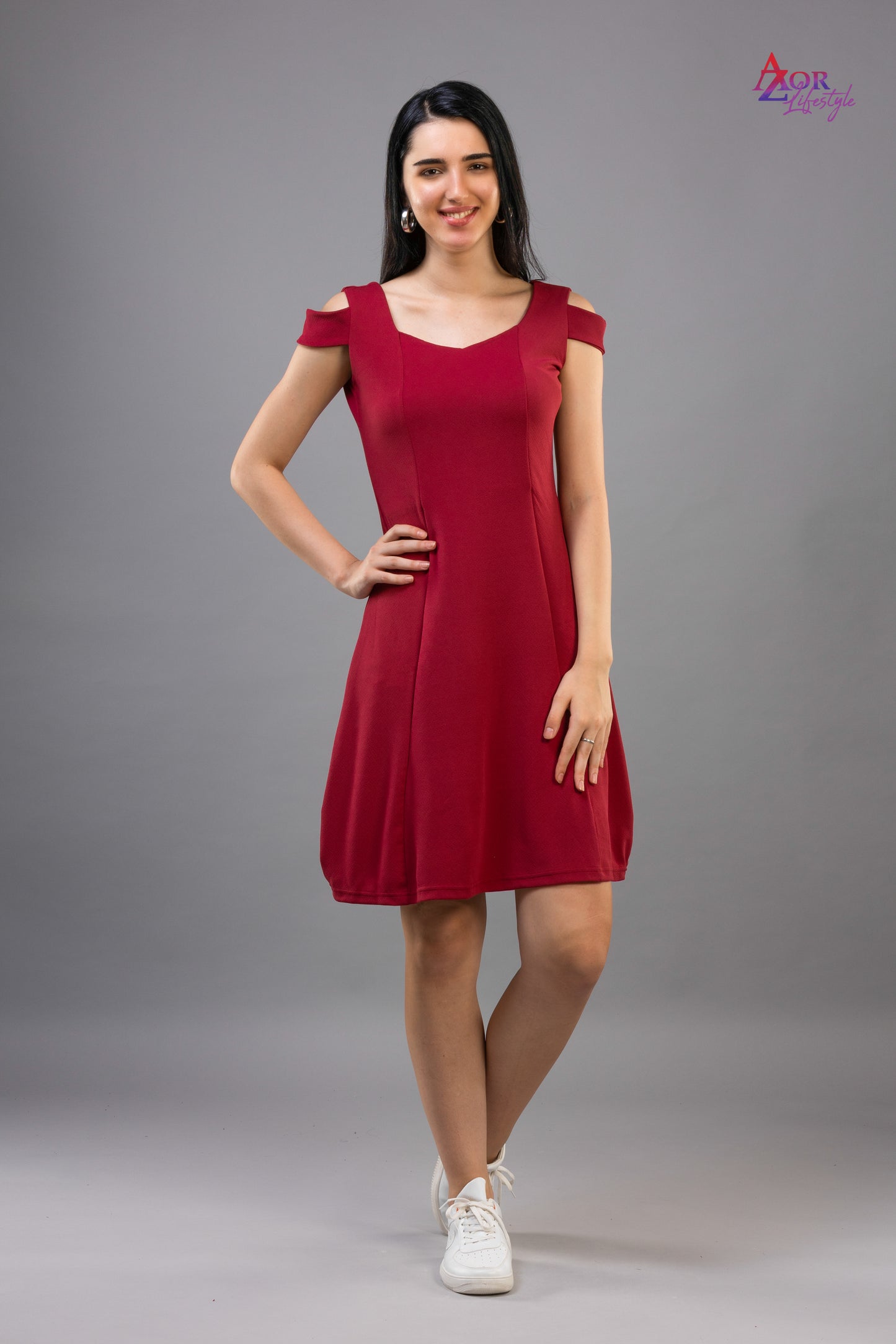 Women maroon A-Line  dress