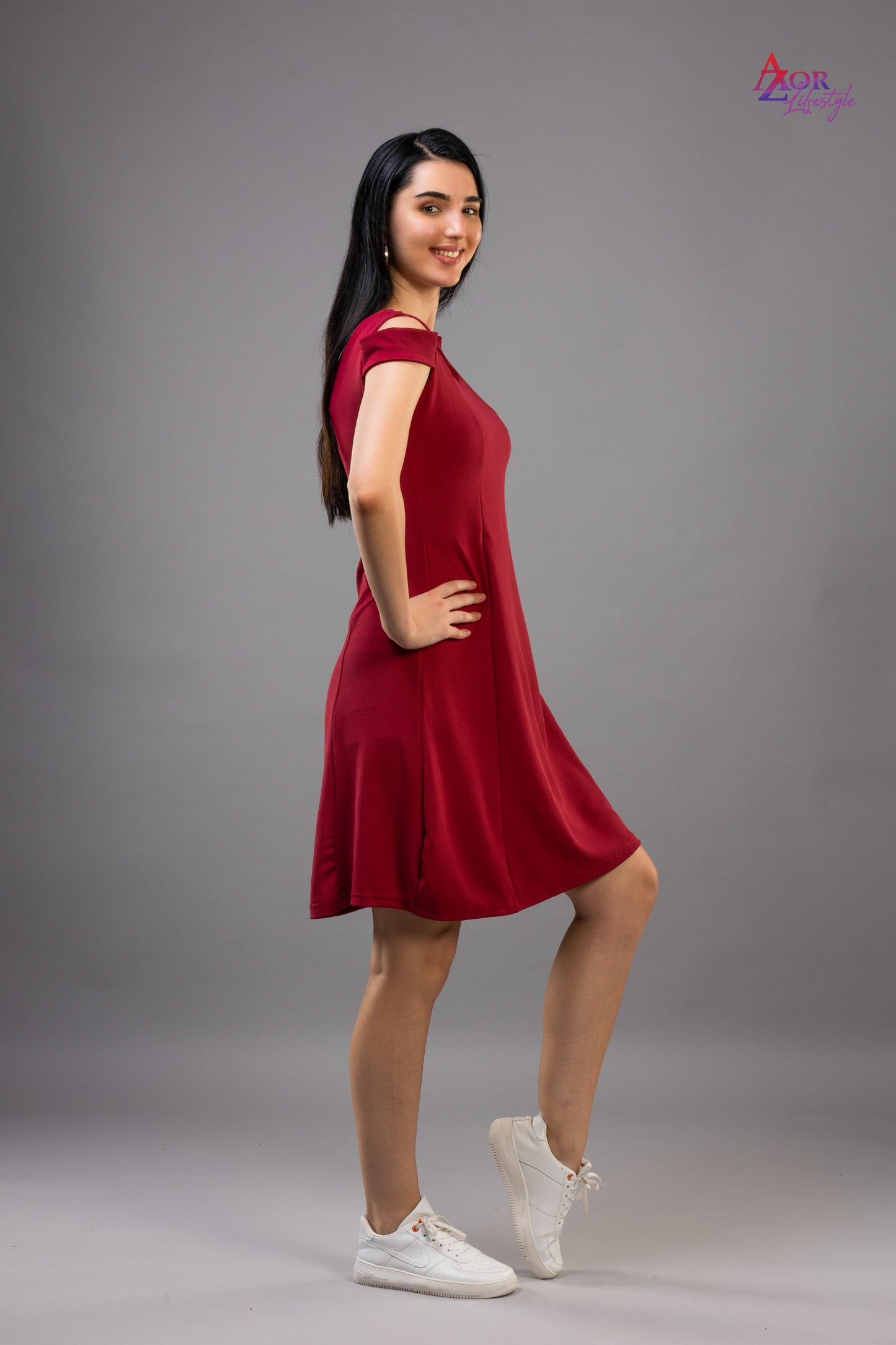 Women maroon A-Line  dress